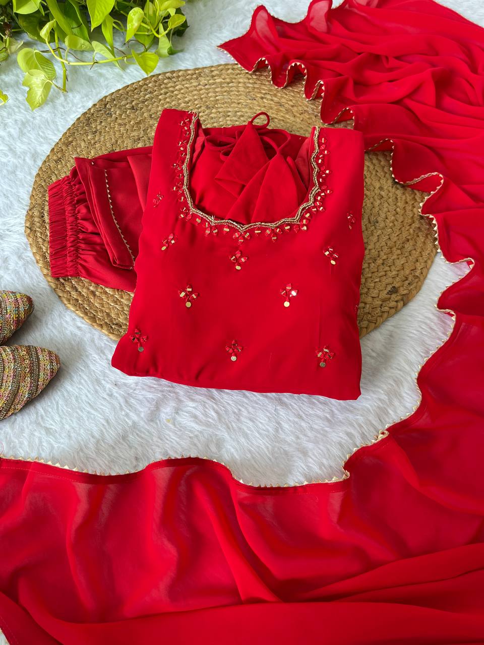 Hand Mirror Embroidery, Full Sleeve Embroidery unique trending  Gown