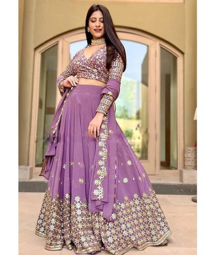 designer lehenga Heavy Sequence Work Cancan