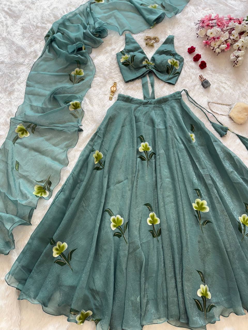 Fandy Crush Fabric in Lehenga