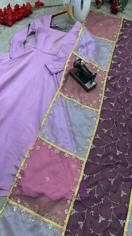 Simar Silk With Micro Cotton And Plain Work Gown