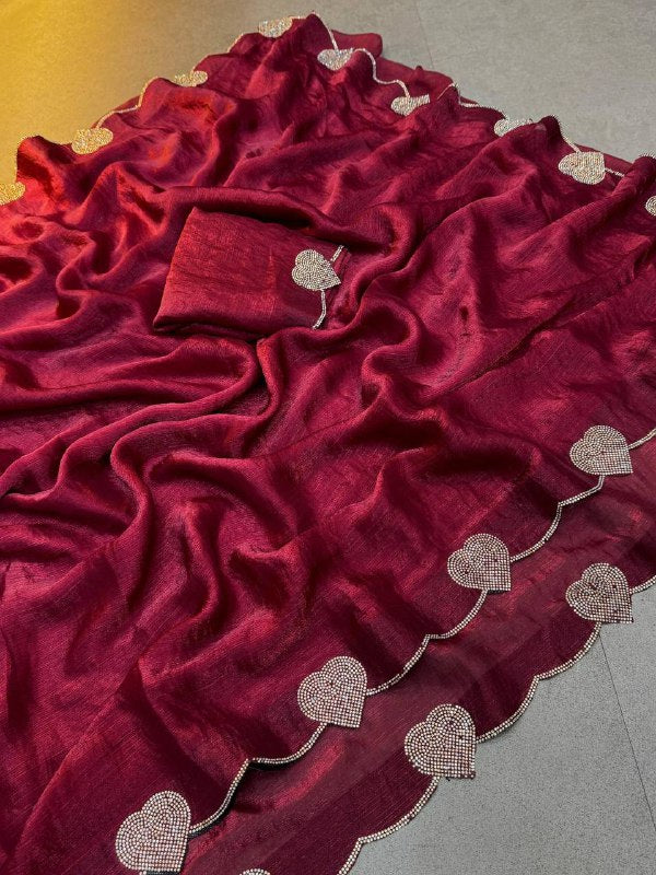 Style Loving Hart Diamond Cut Work Sarii