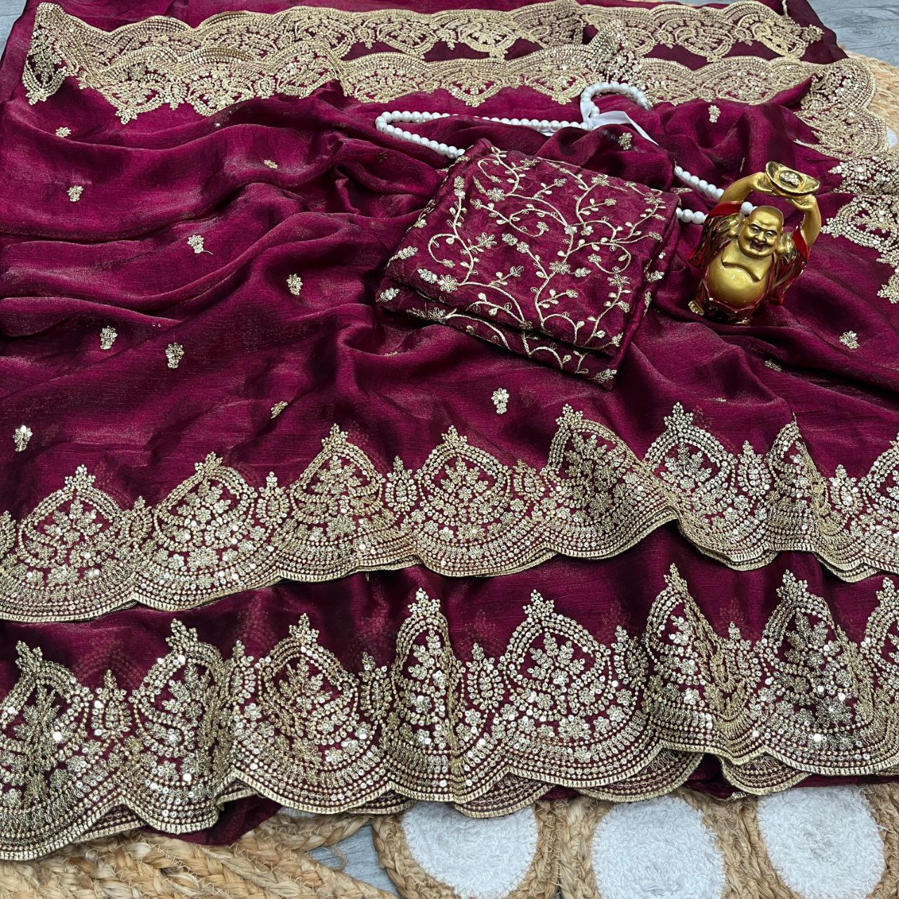 Fendy Chiffon Sequins Work Saree