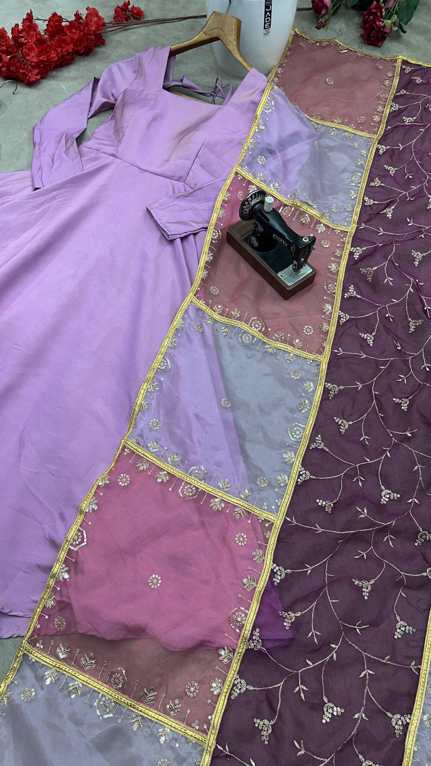 Simar Silk With Micro Cotton And Plain Work Gown