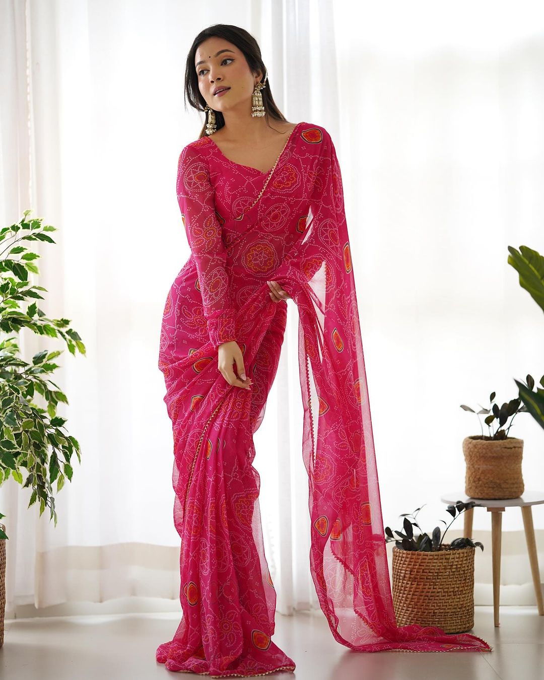 Fresh Arrival Bandhani Ready To Wear Saree