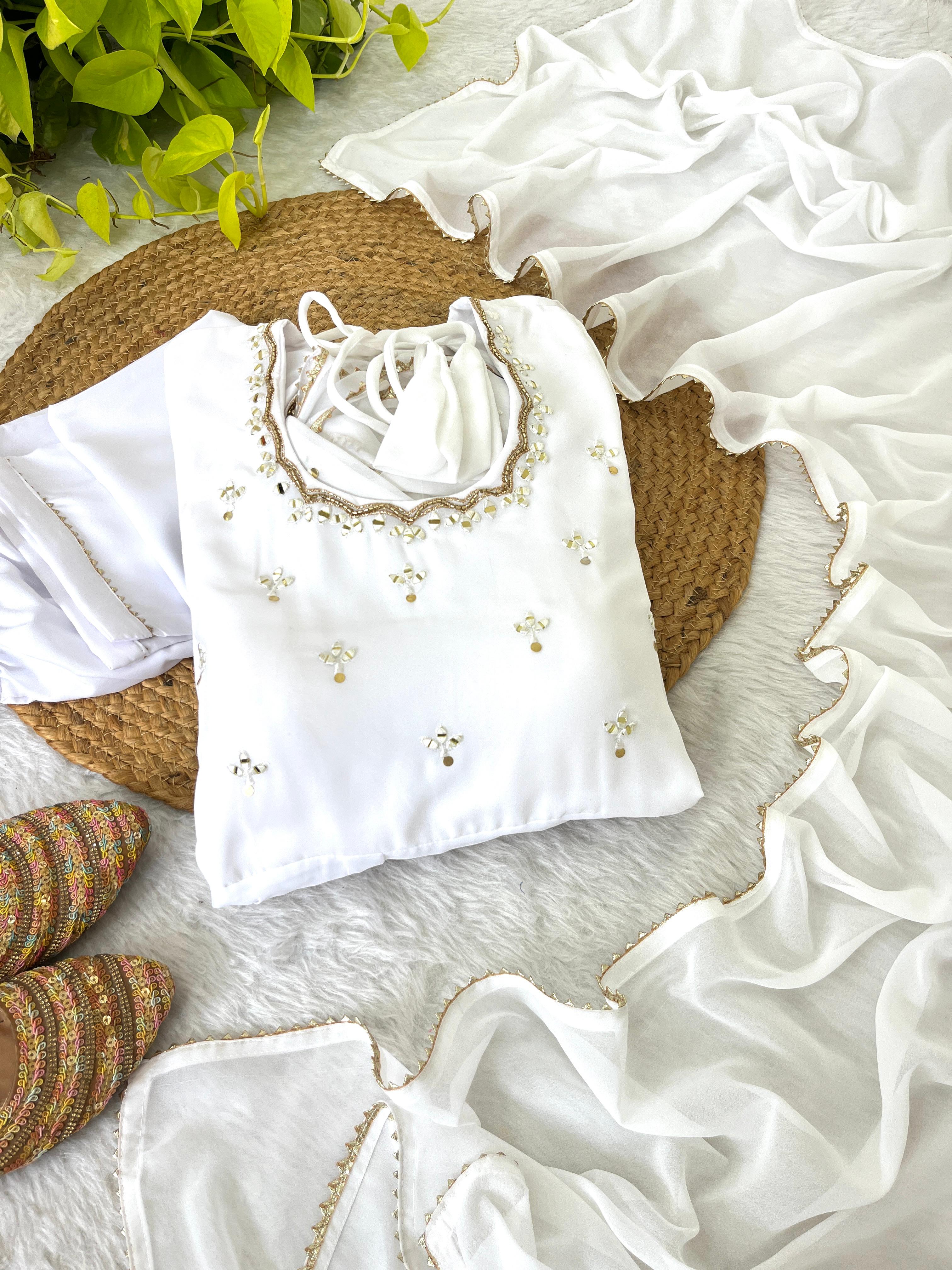 Hand Mirror Embroidery, Full Sleeve Embroidery unique trending  Gown