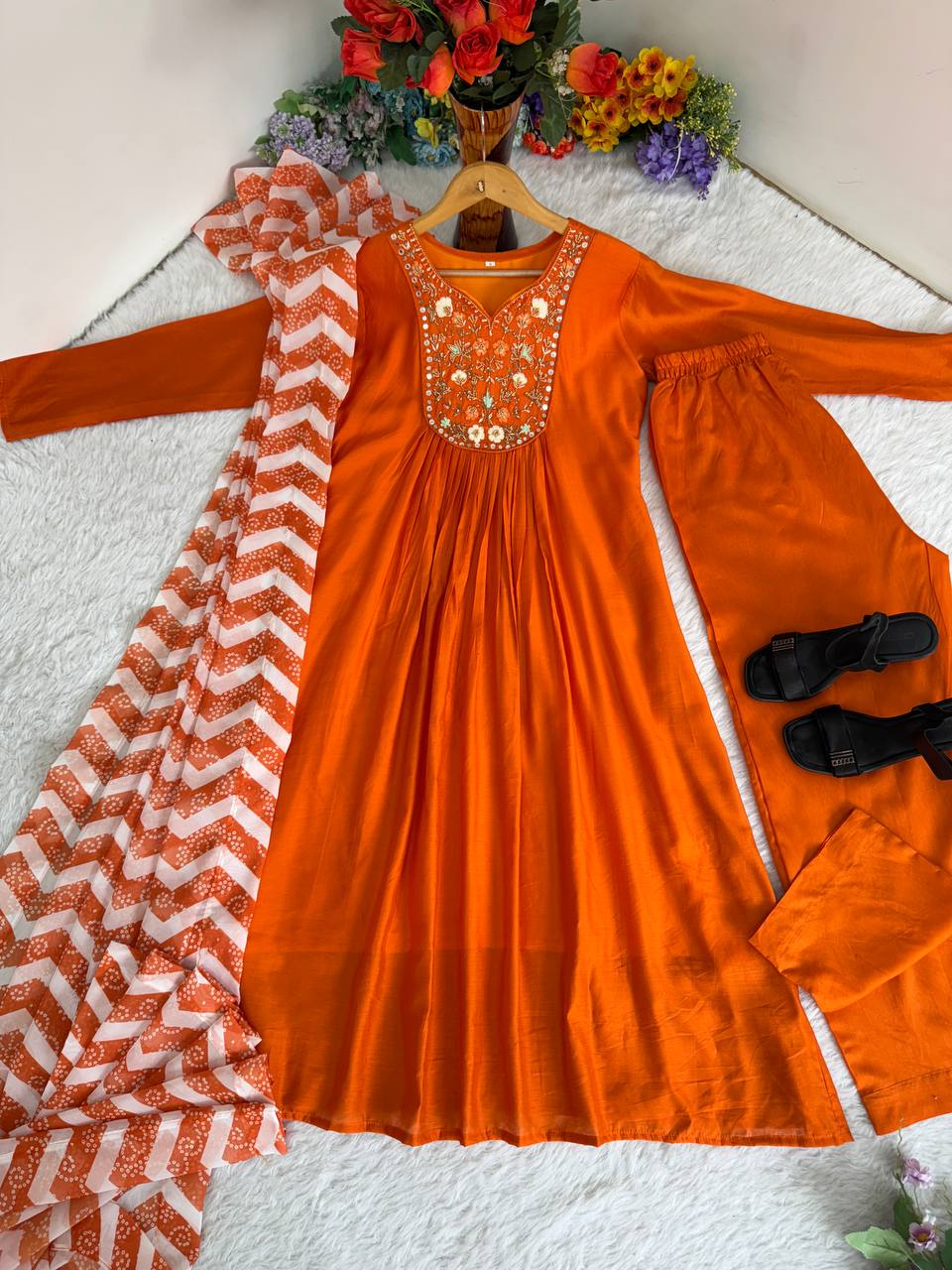 Pure Viscos Chanderi Silk Fabric in Beautiful Gown