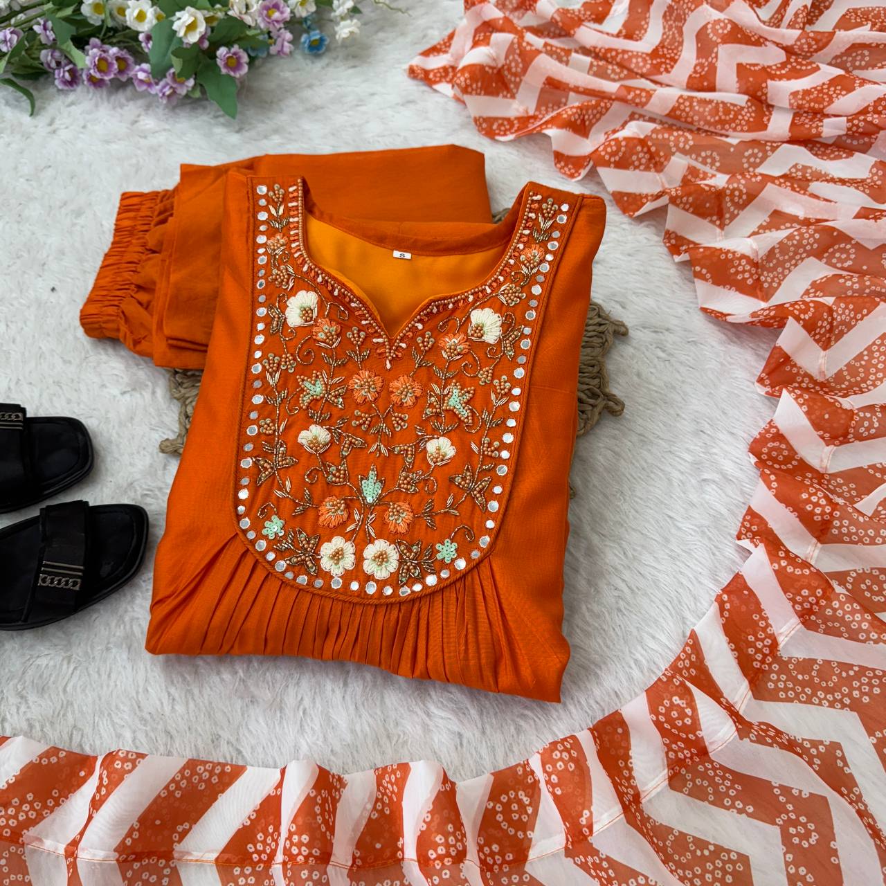 Pure Viscos Chanderi Silk Fabric in Beautiful Gown