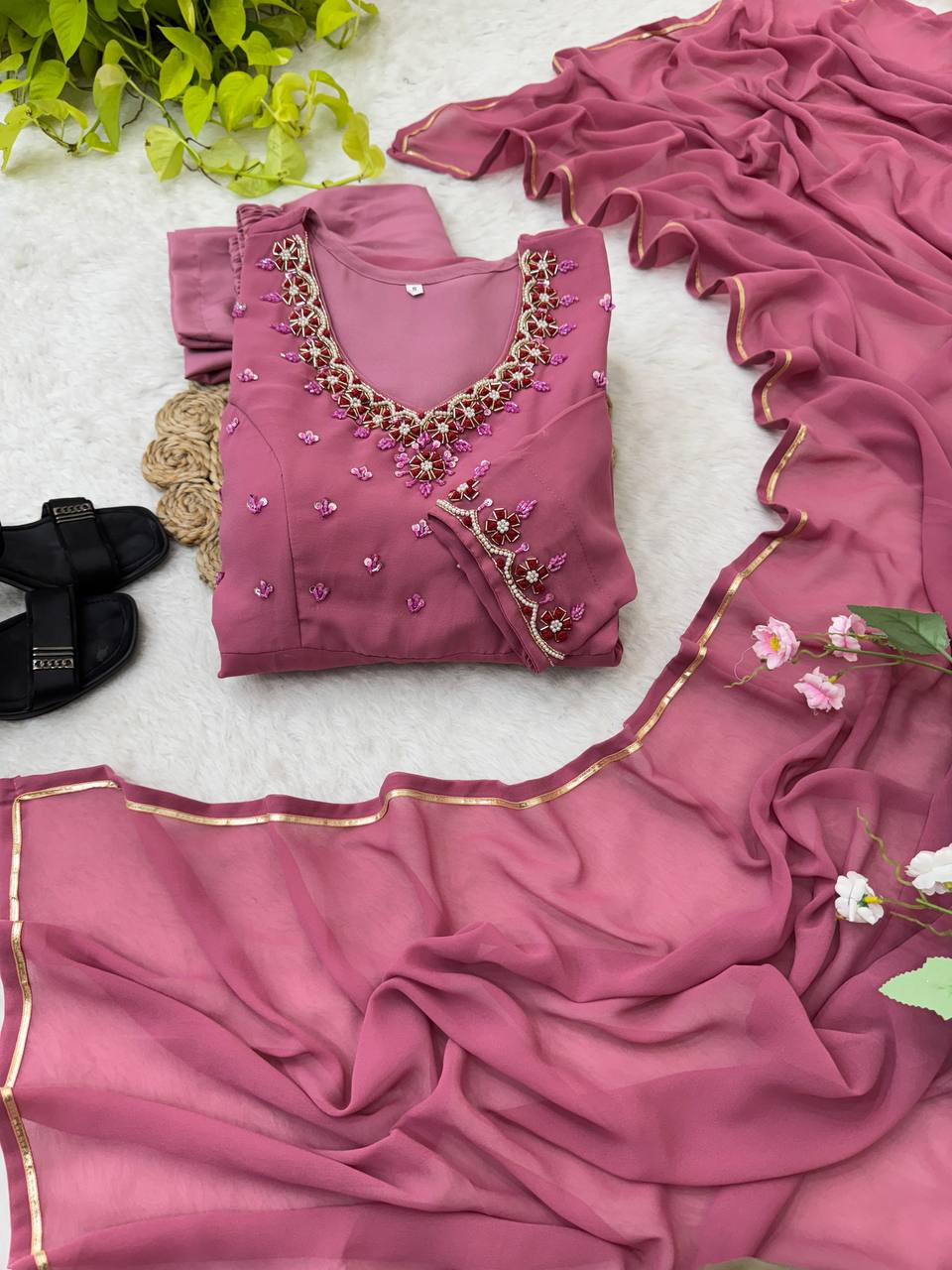 Fox Georgette Heavy Quality Fabric in  Gown