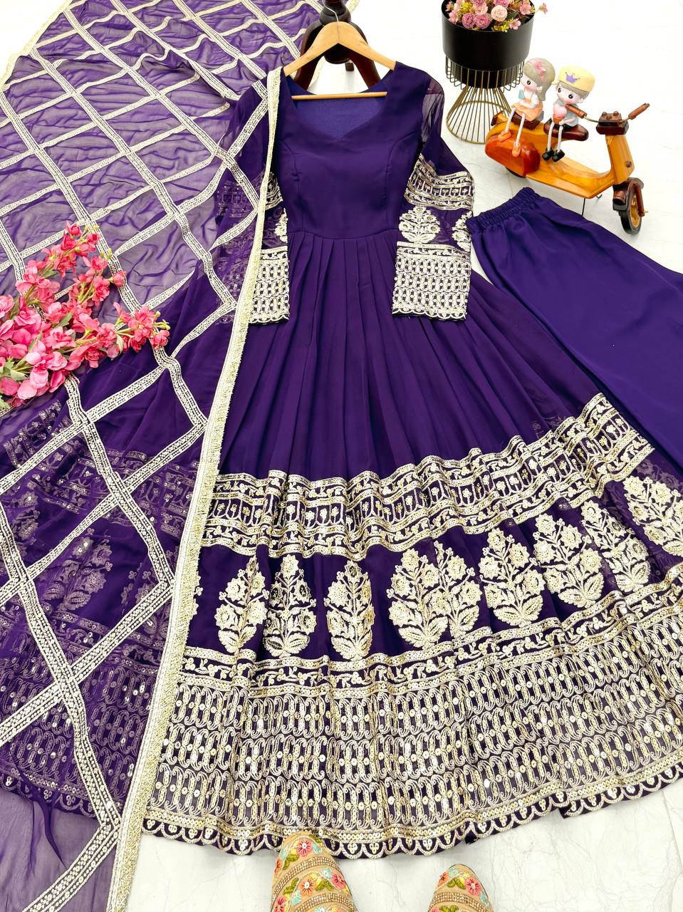 Faux Georgette with Padded Fabric in Gown