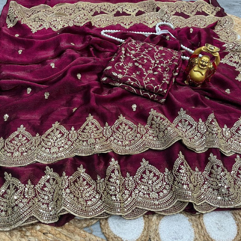 Fendy Chiffon Sequins Work Saree