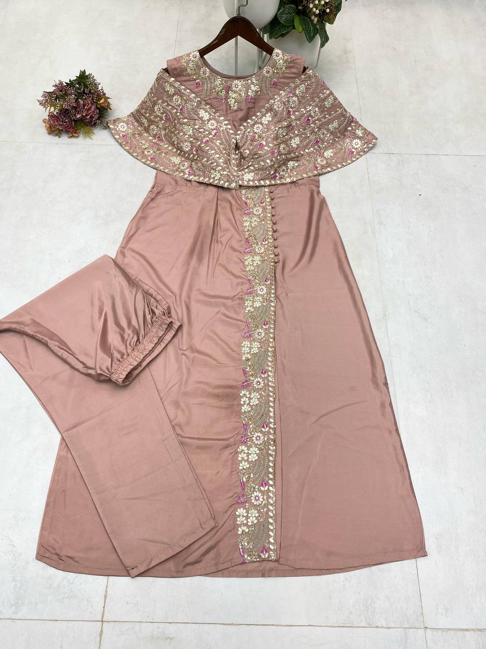 Cording Sequance Embroidery Work With Foil Paper Work in Top