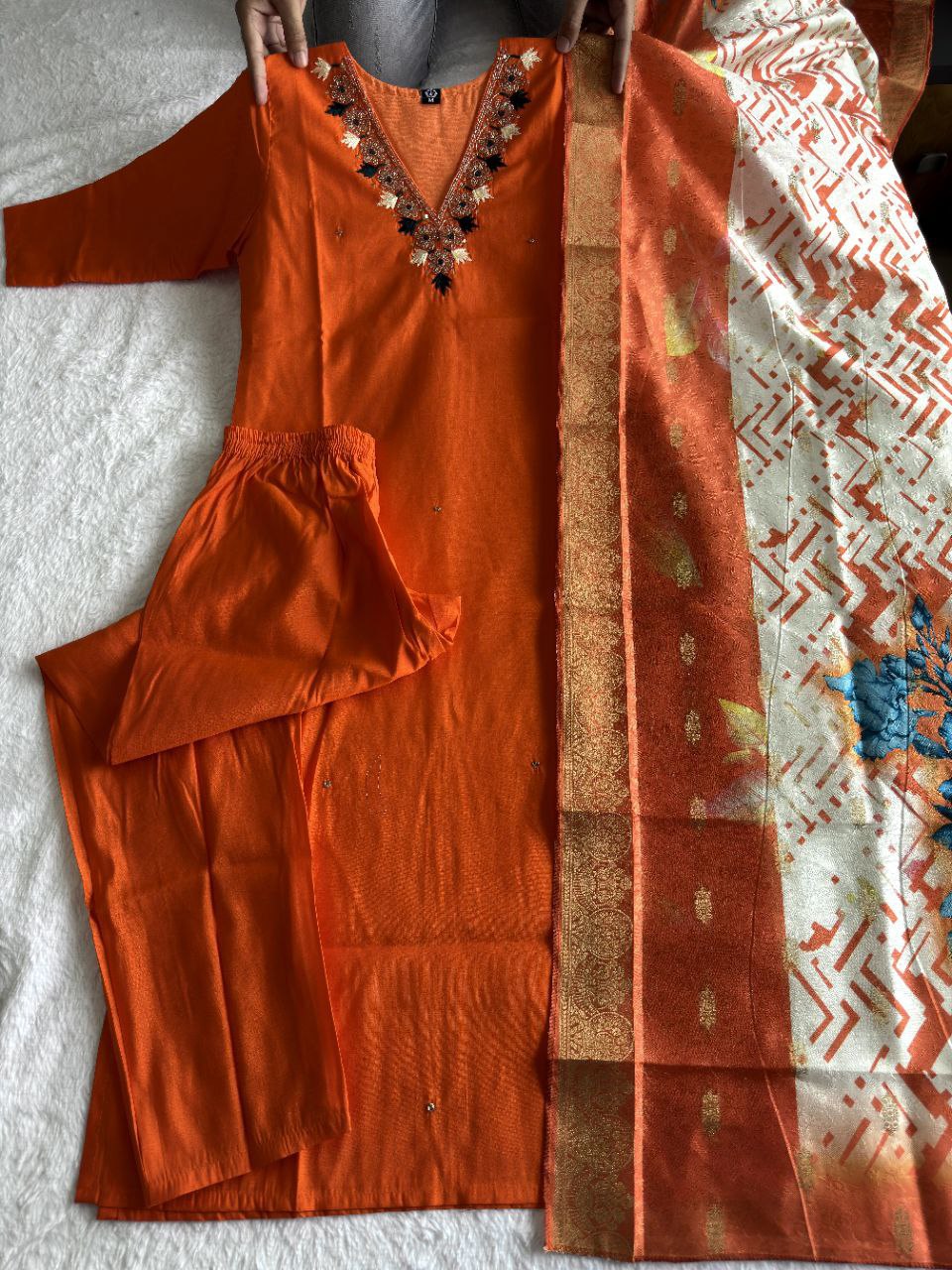 Premium Roman Silk fabric in top