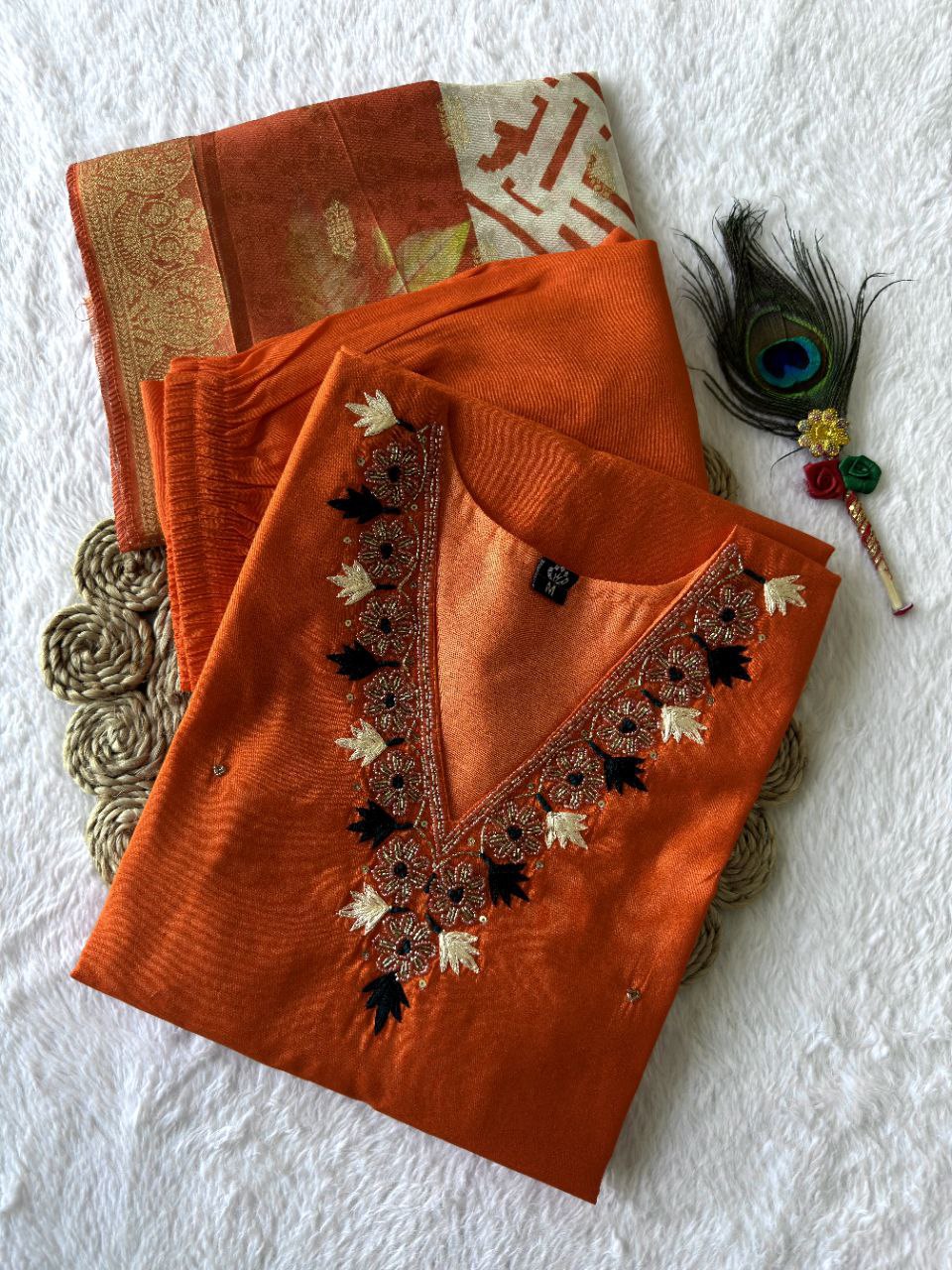 Premium Roman Silk fabric in top