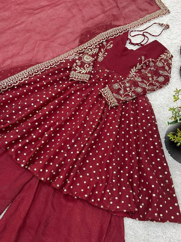 Embroidery Sequence Work with Full Sleeves in Saree