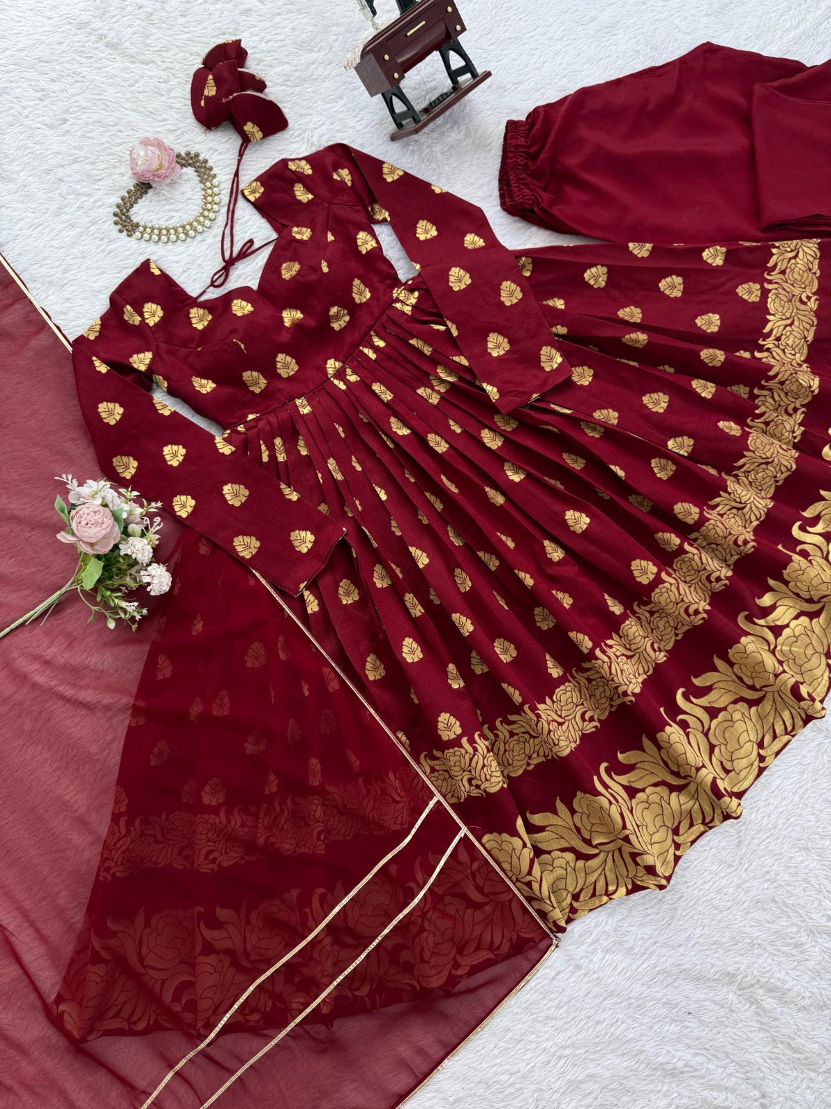 Beautiful Jaquard Fabric in Weaving Work Top
