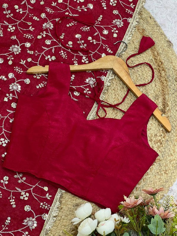 Embroidery Sequnce Work With Lace Border in Saree