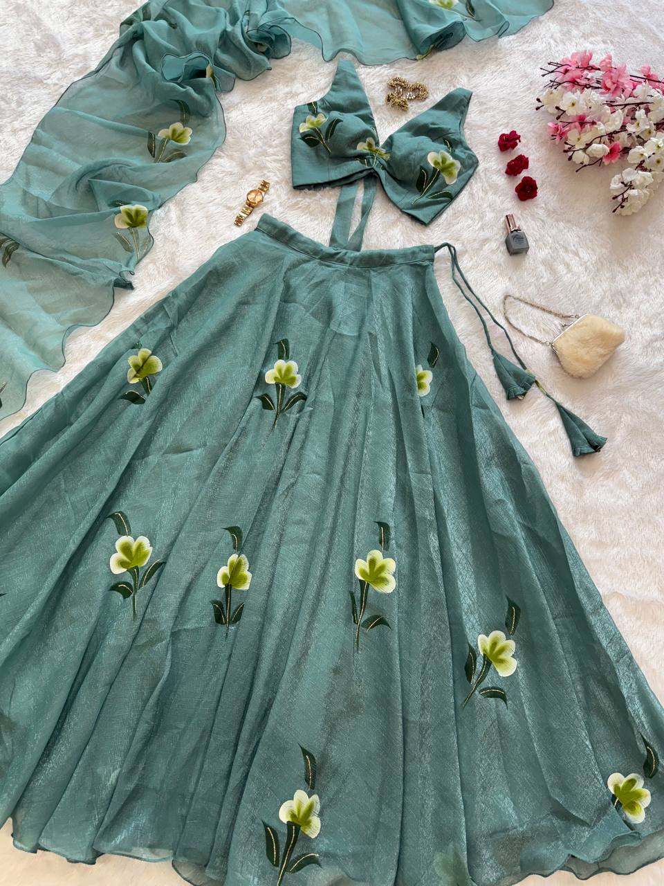 Fandy Crush Fabric in Lehenga