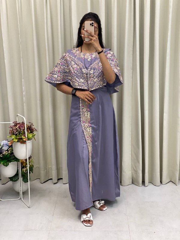 Cording Sequance Embroidery Work With Foil Paper Work in Top