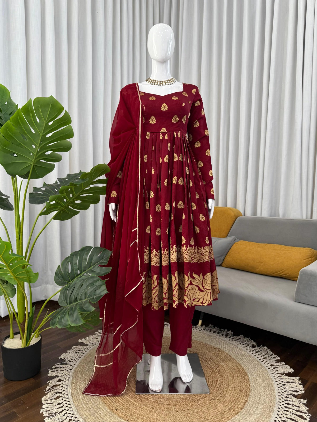 Beautiful Jaquard Fabric in Weaving Work Top