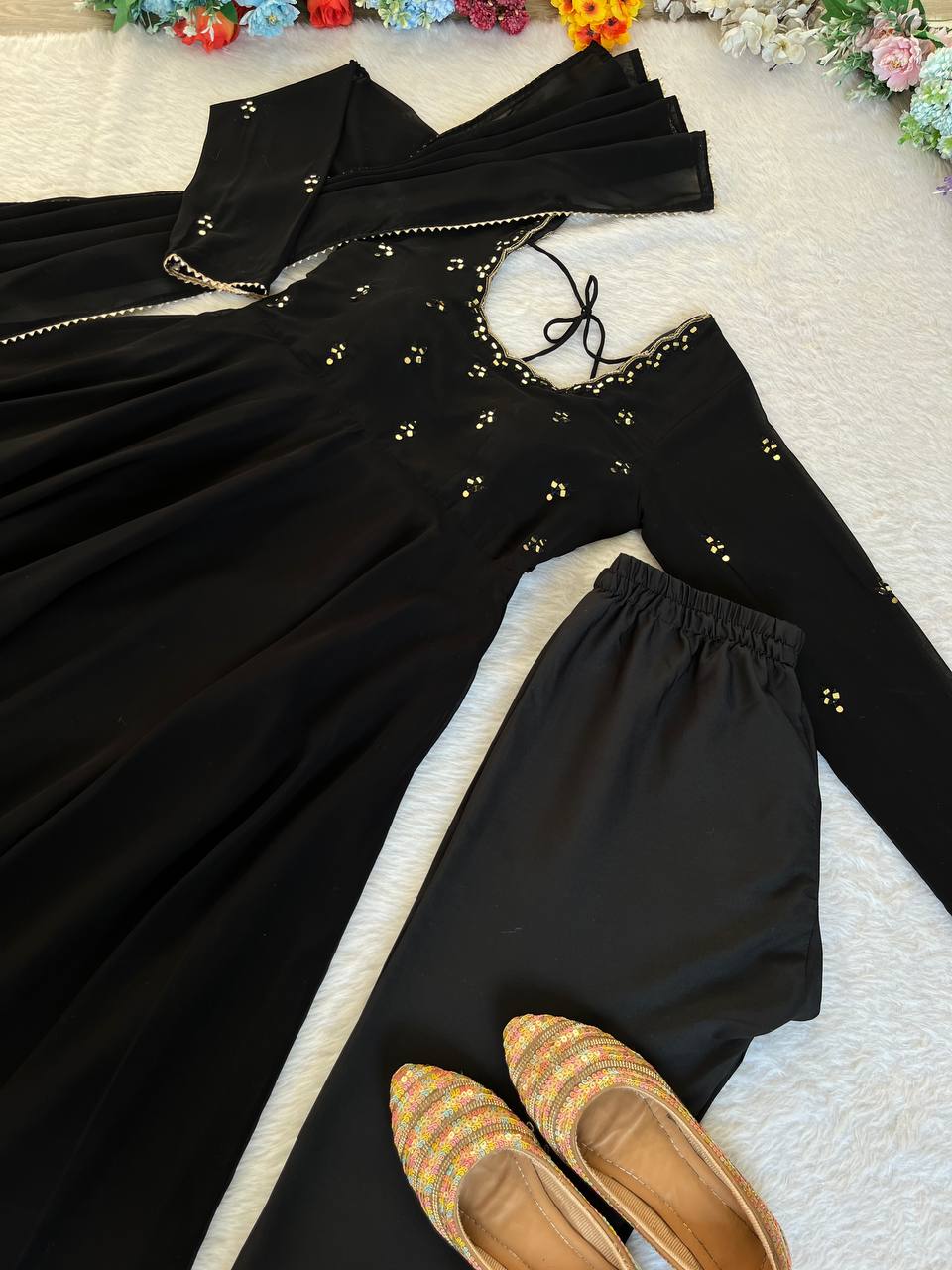 Hand Mirror Embroidery, Full Sleeve Embroidery unique trending  Gown