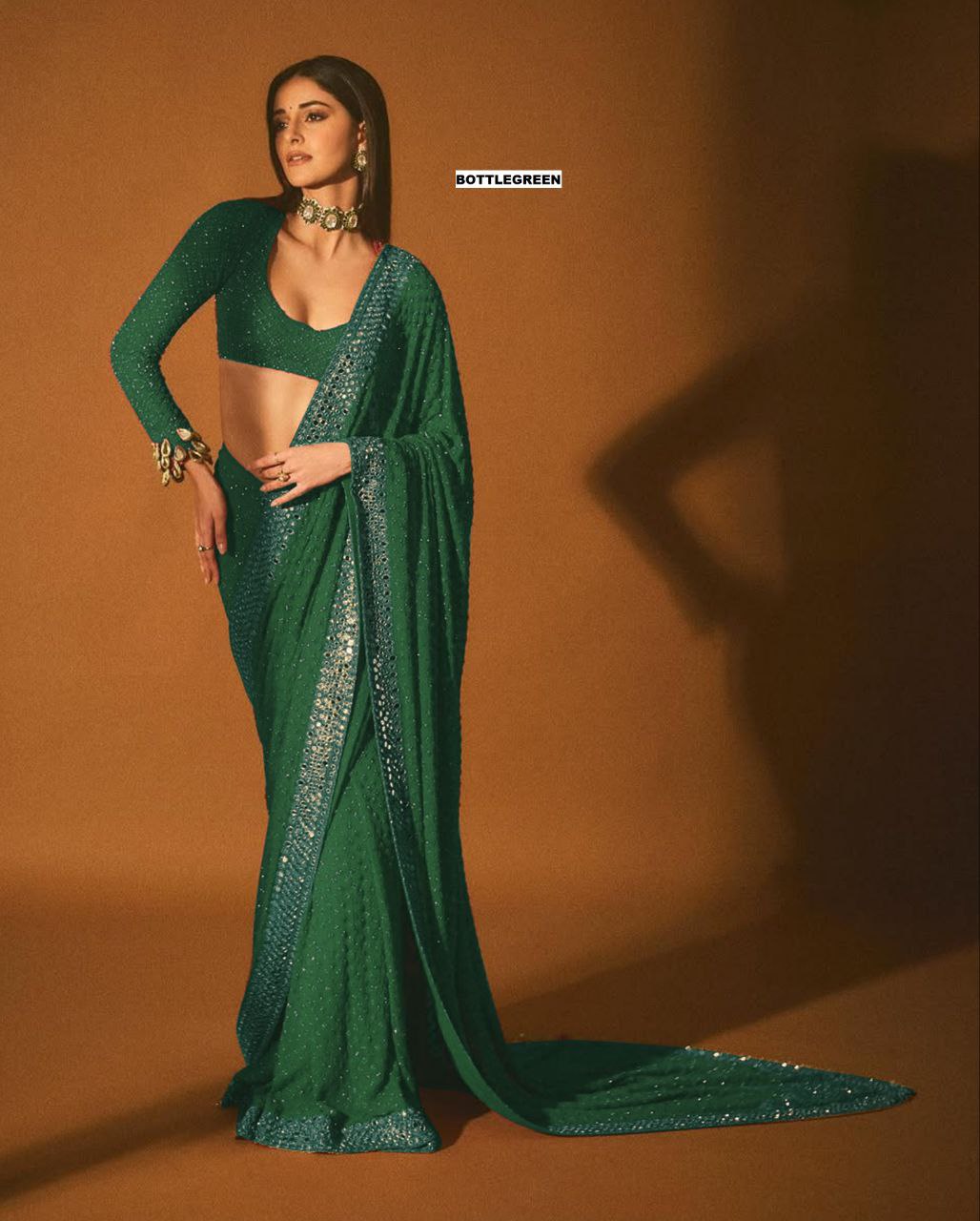 Heavy quality Faux Georgette Fabric in Saree