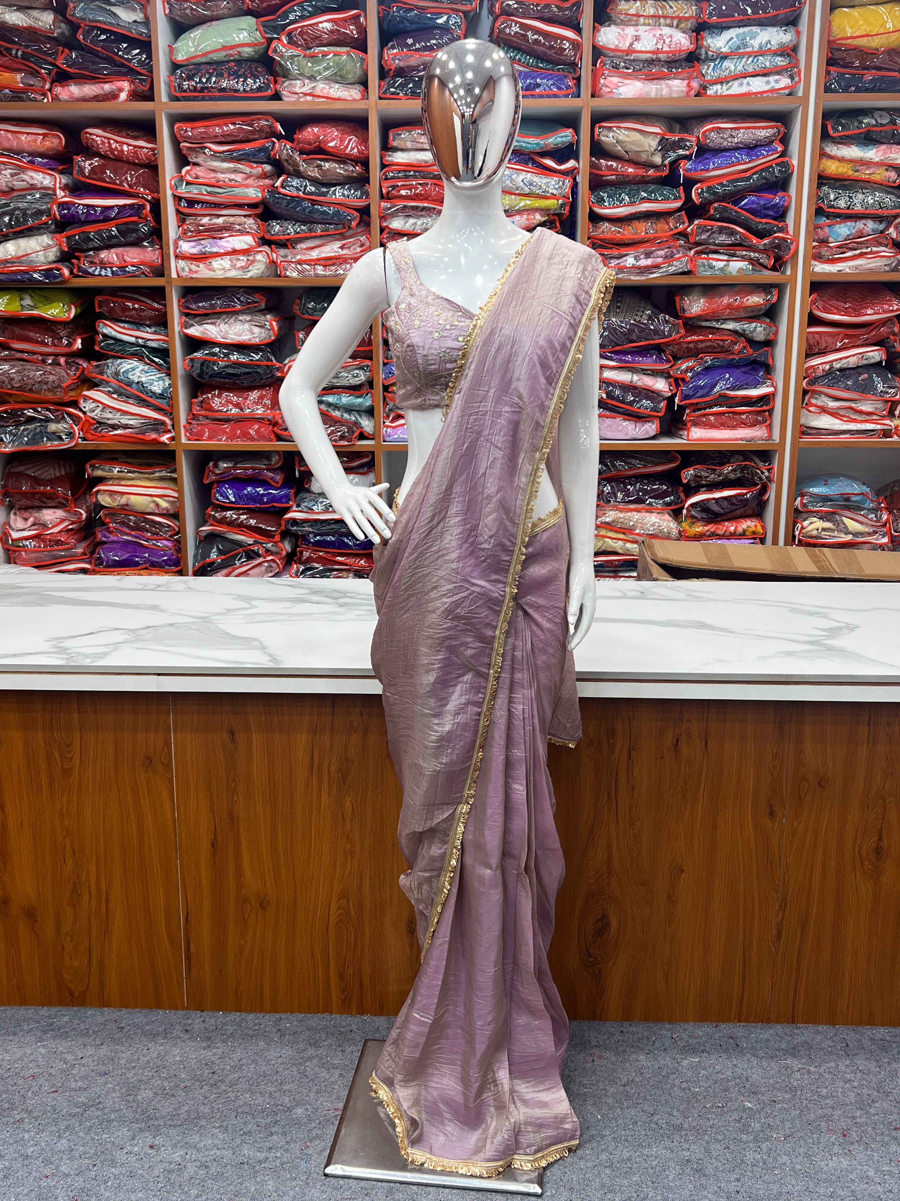 Fancy Border Premium Lace Work Silk Febric Saree