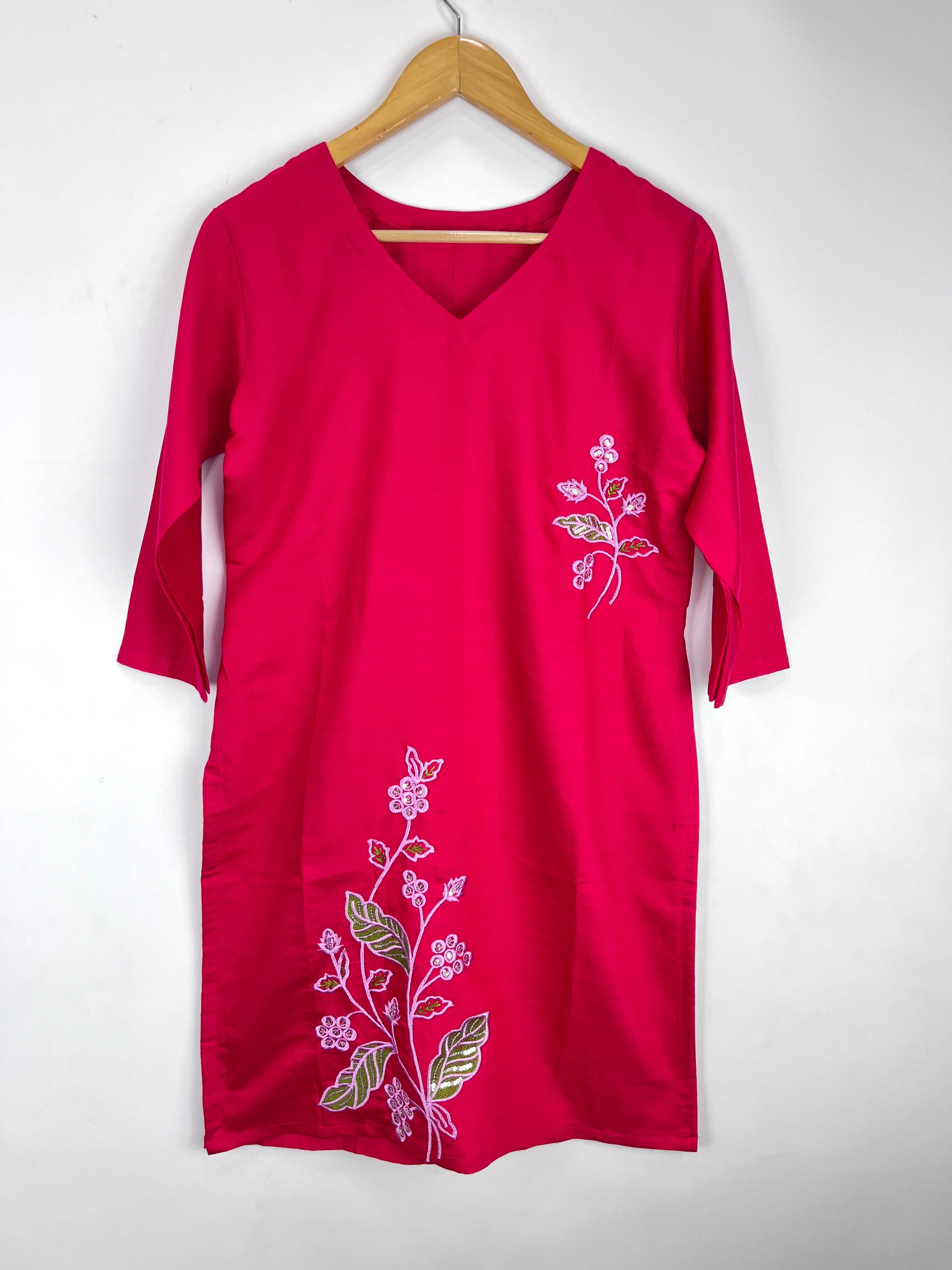 Pure Vertical Embroidery Thred Work Top Pent