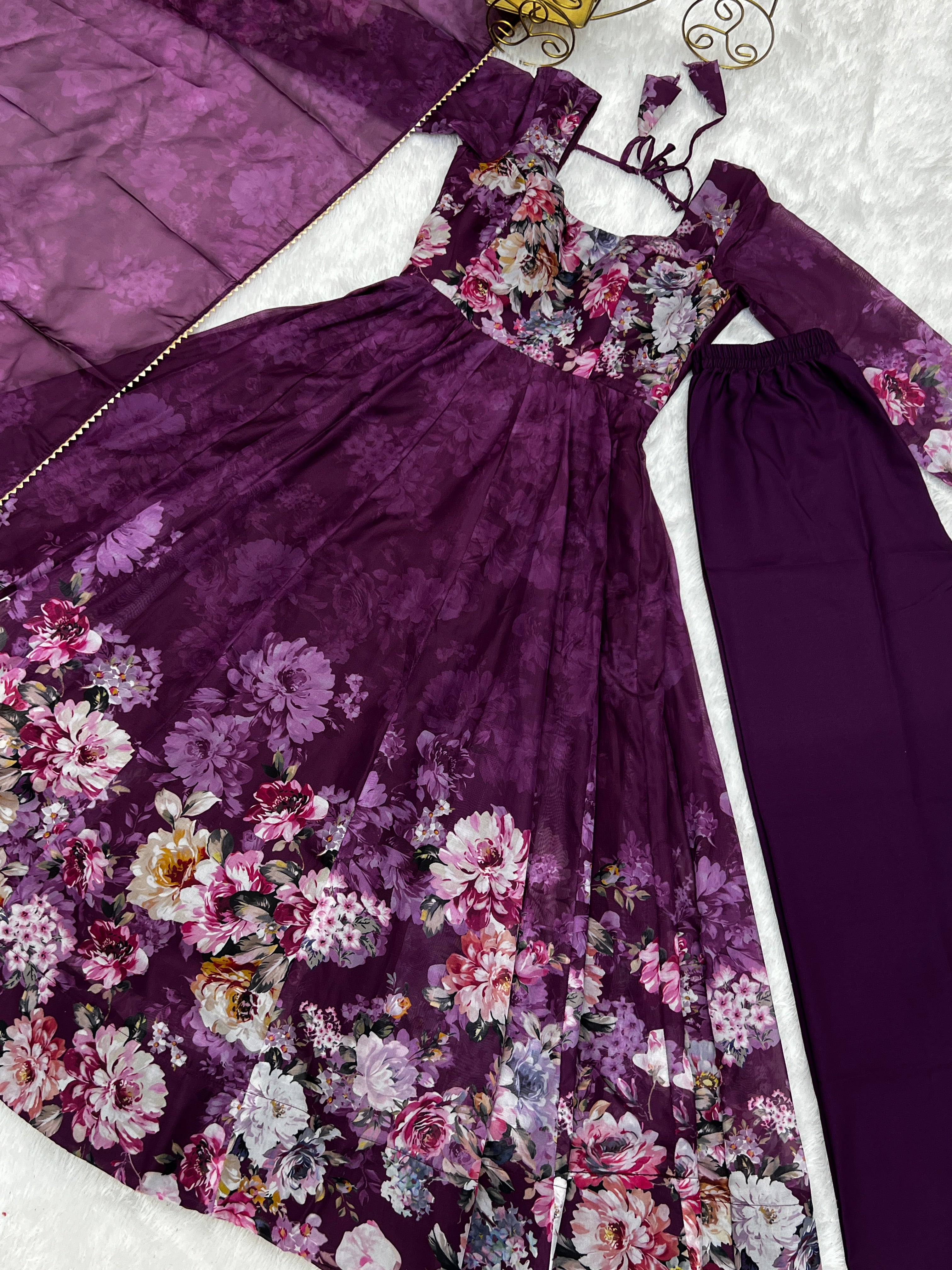 Pure Soft Georgette Plain Work Gown