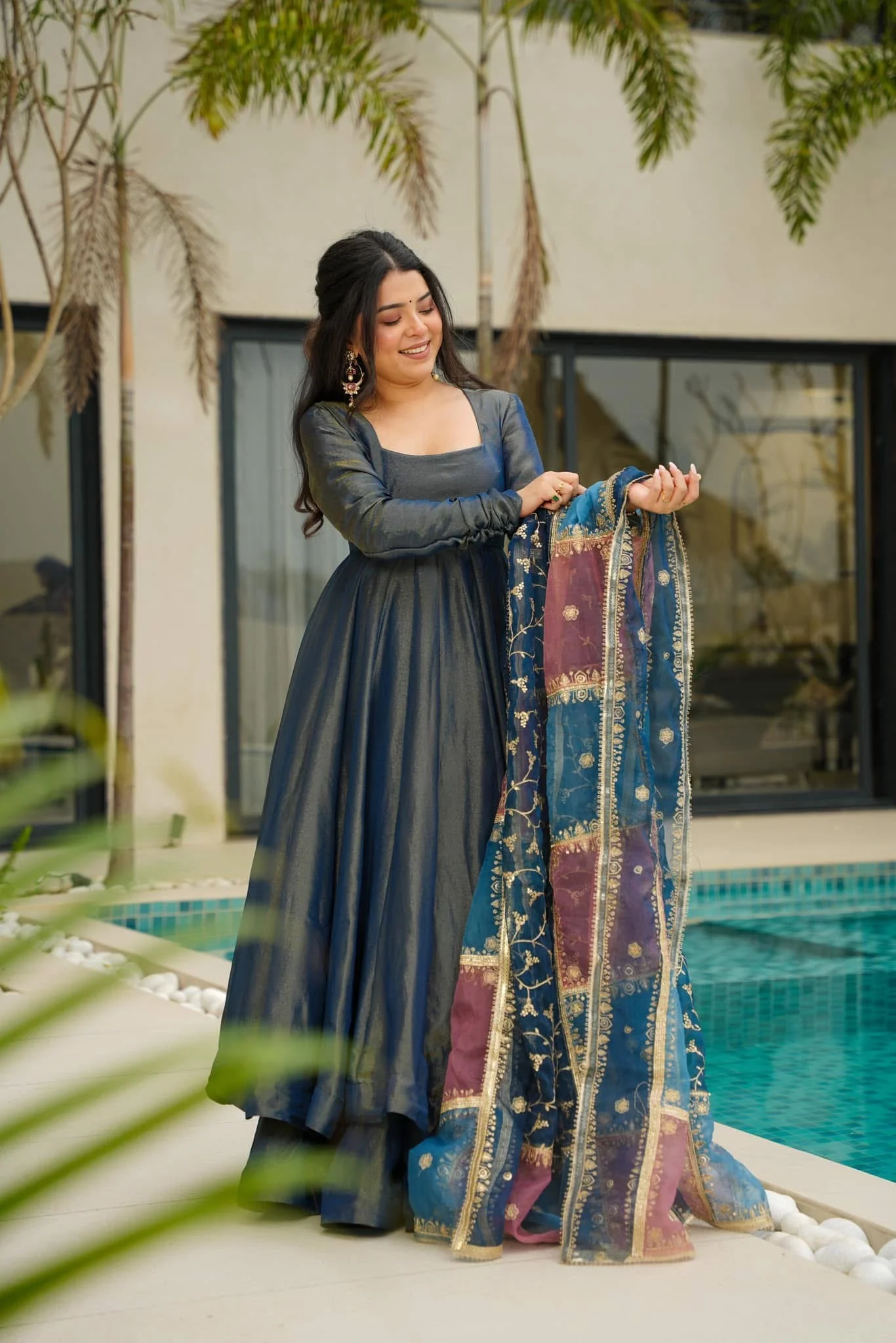 Simar Silk With Micro Cotton And Plain Work Gown