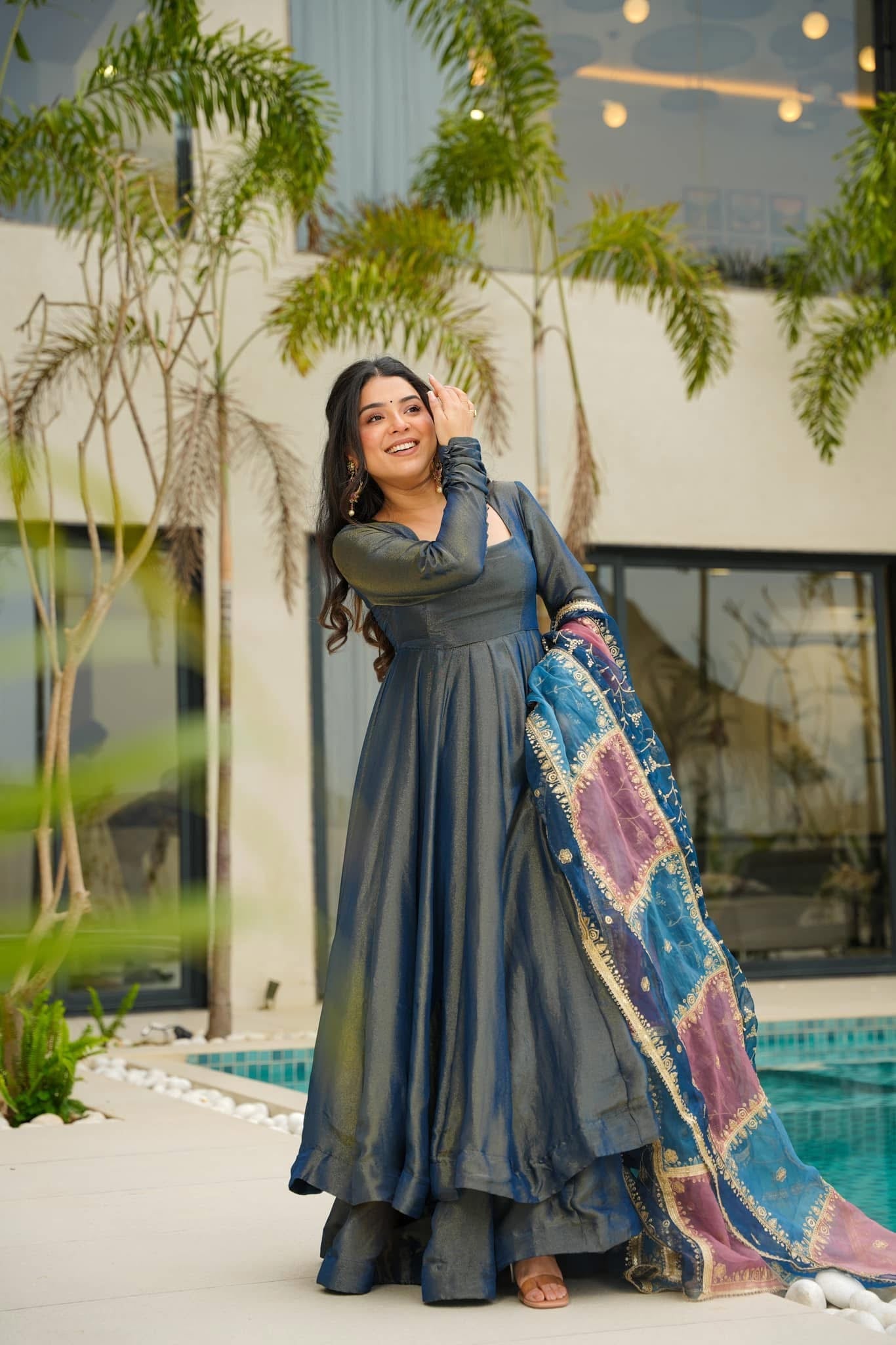 Simar Silk With Micro Cotton And Plain Work Gown