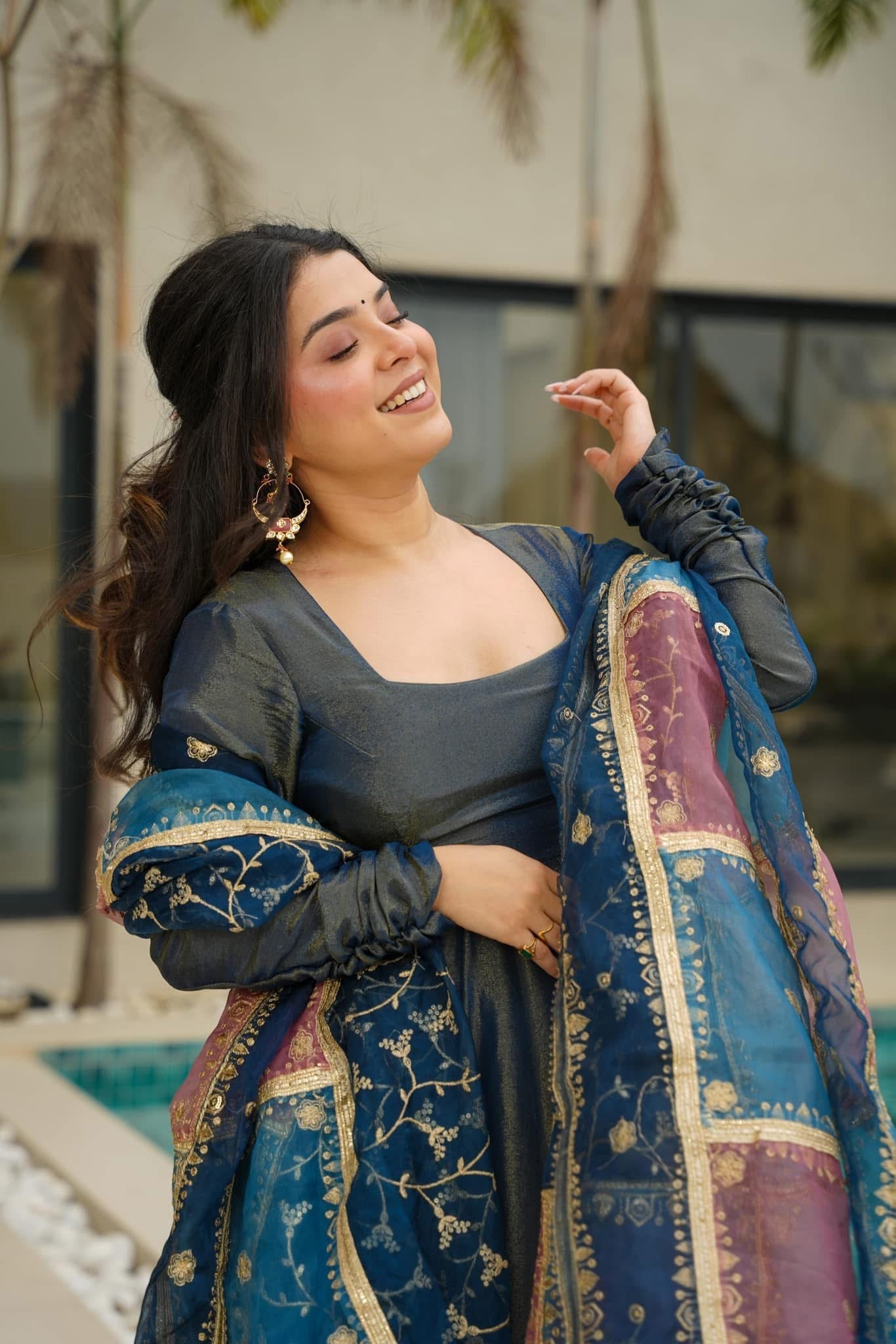 Simar Silk With Micro Cotton And Plain Work Gown