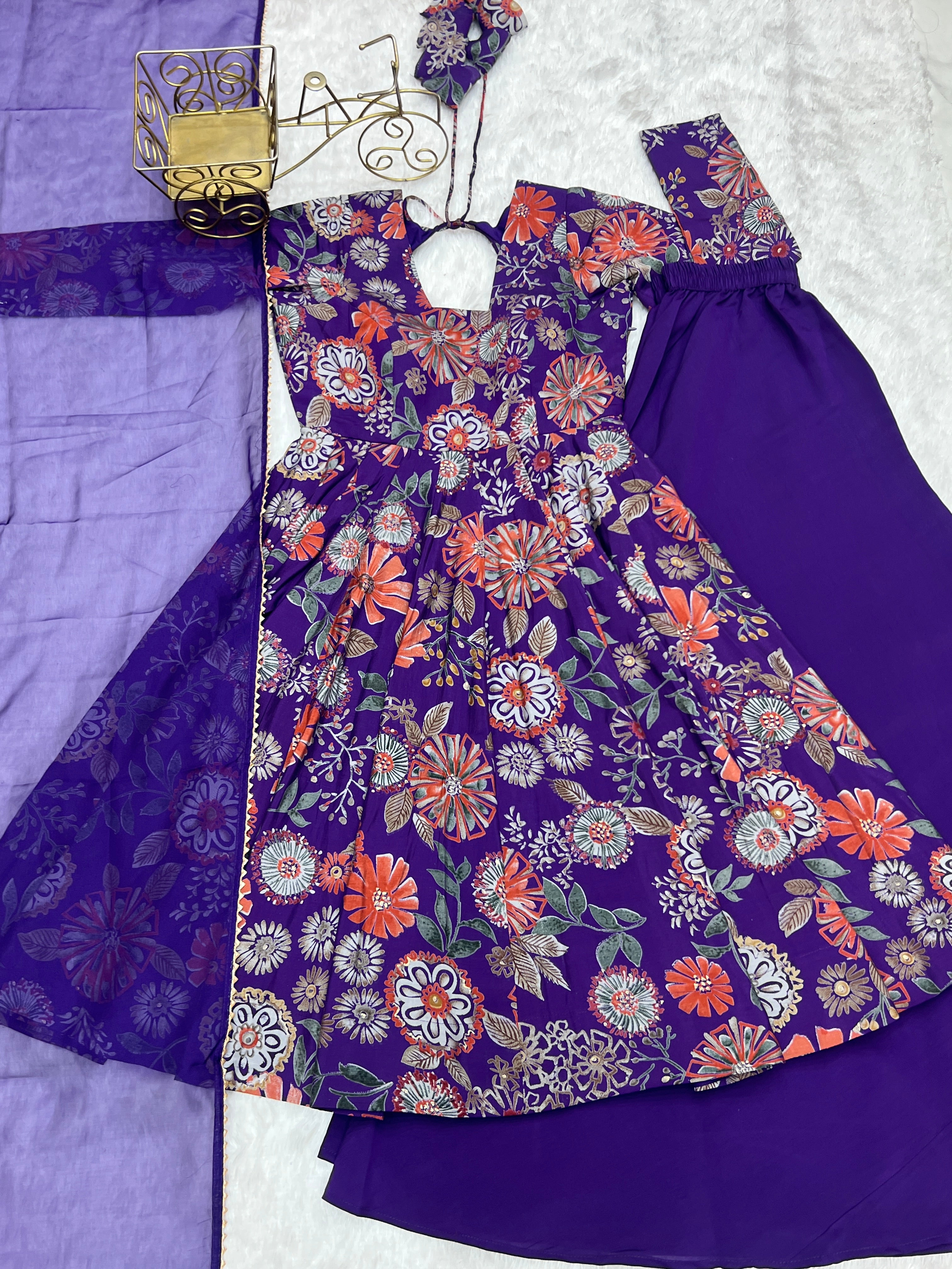 Pure Soft Romaqnsilk Chanderi With Digital Print Work With Padded, Side Zipper KediyaKurti  Plazzo
