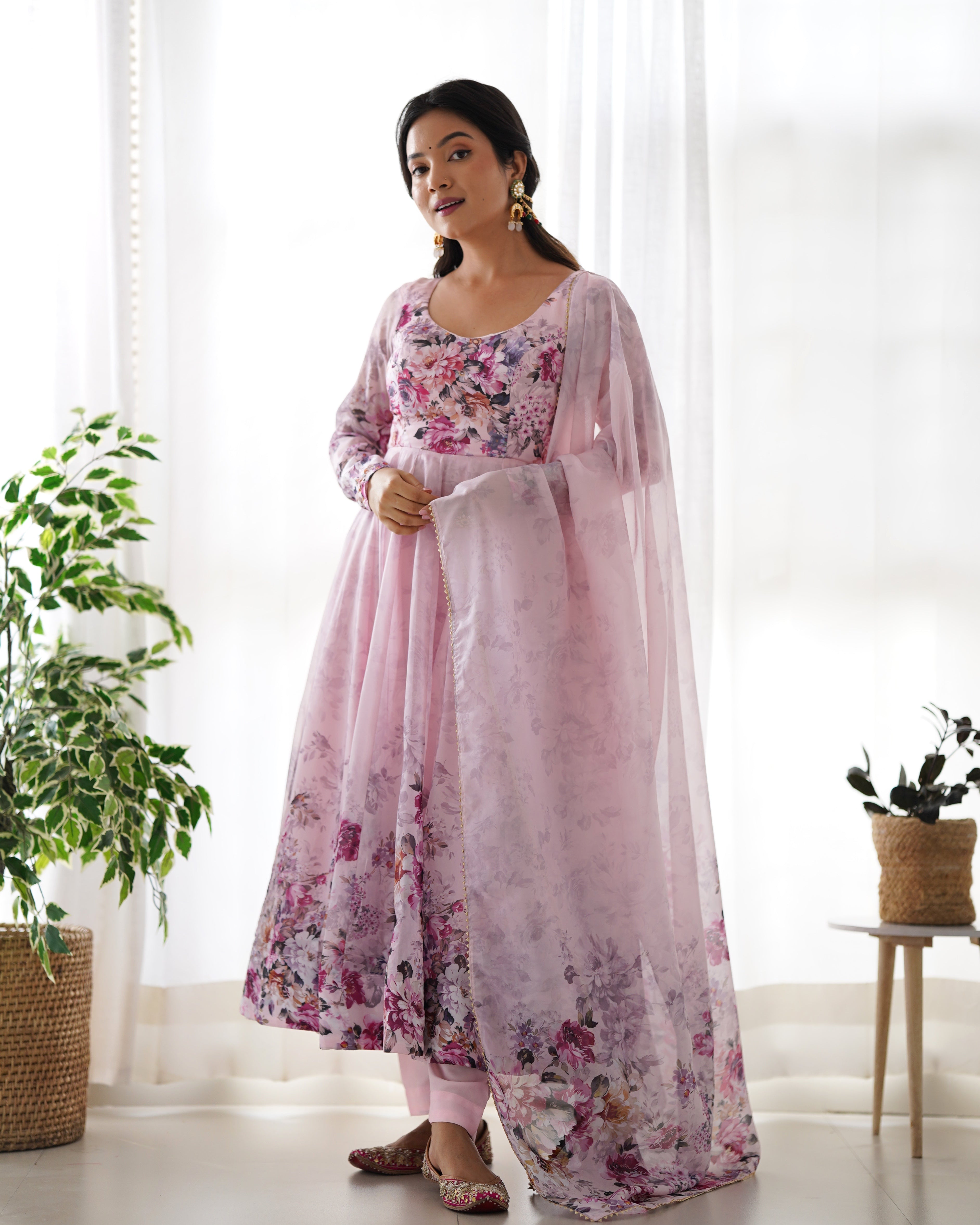 Pure Soft Georgette Plain Work Gown