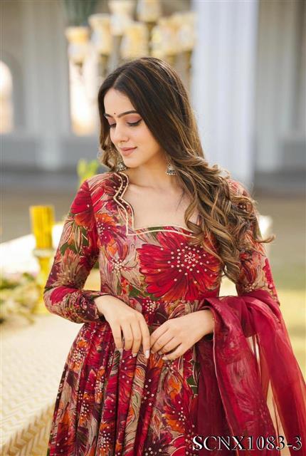 Beautiful Soft Georgette Anarkali Suit Set with Dupatta