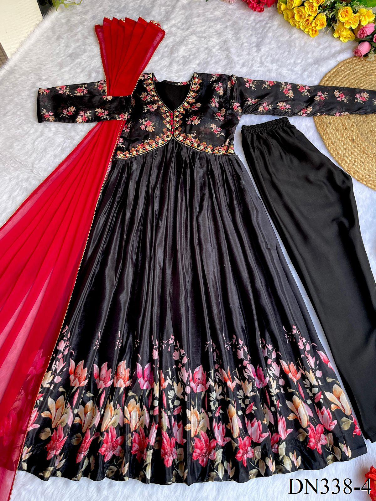 Black unique Digital Printed Alia-cut Kurti With Pent & Dupatta Sasta Bazzar Black unique Digital Printed Alia-cut Kurti With Pent & Dupatta Sasta Bazzar
