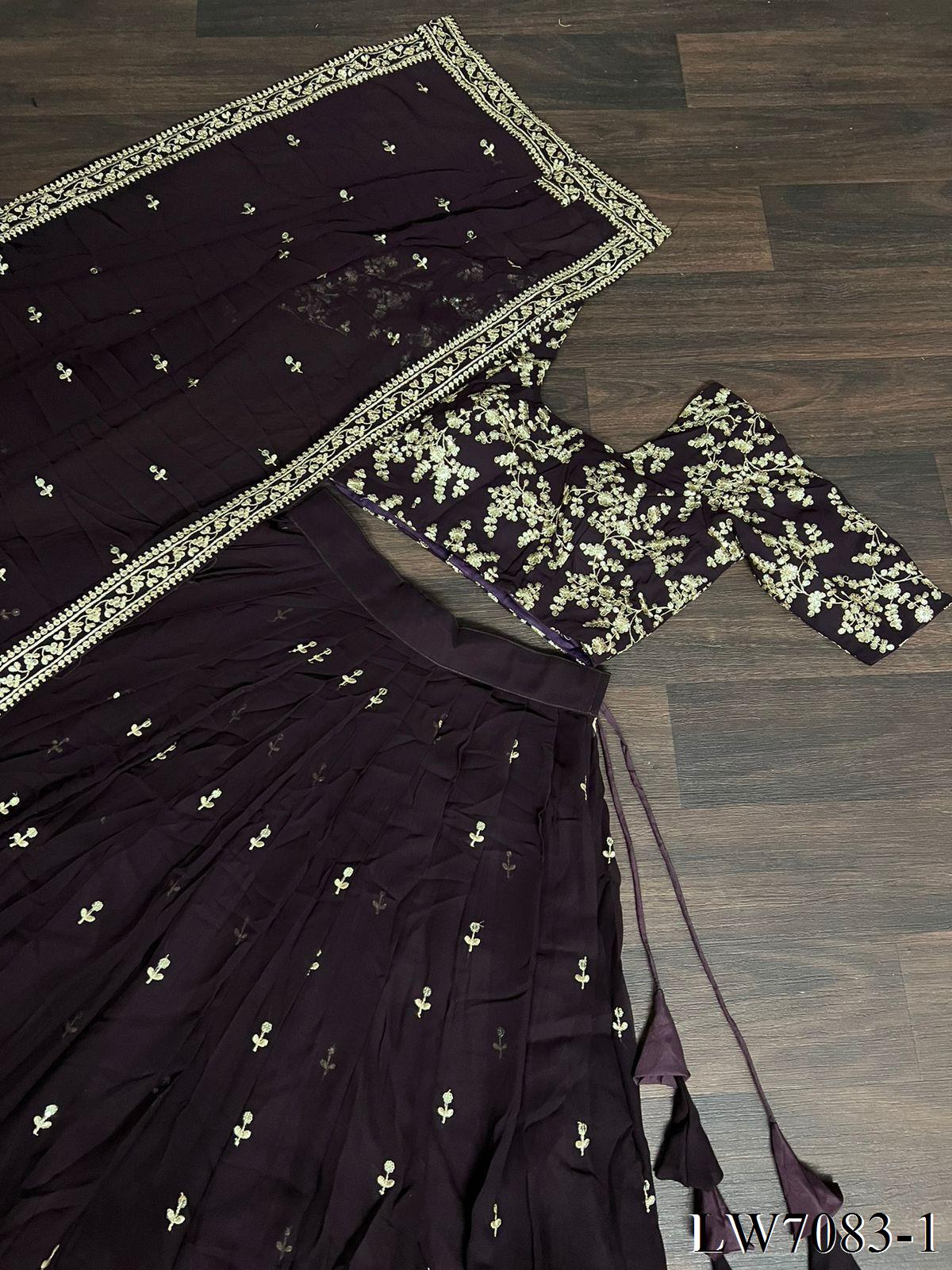 Beautiful Sequence Embroidery Work Full Stitch Lehenga Choli With Can Can Patta