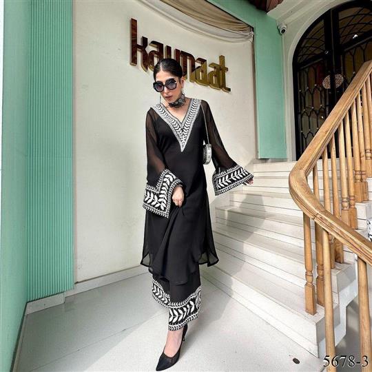 Fox Georgette Thread Work With Attractive Look