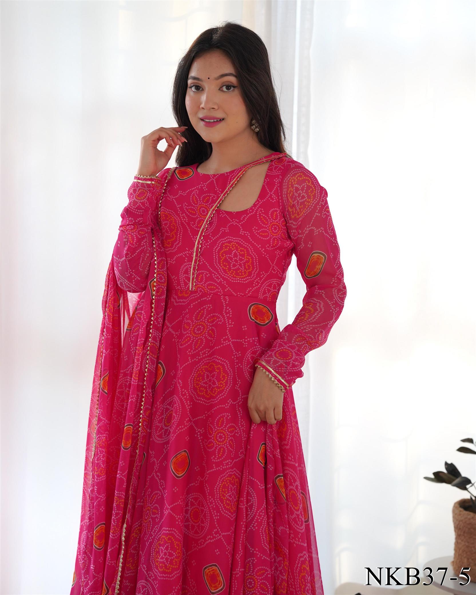 Pure Soft Chiffon bandhej With Printed Work