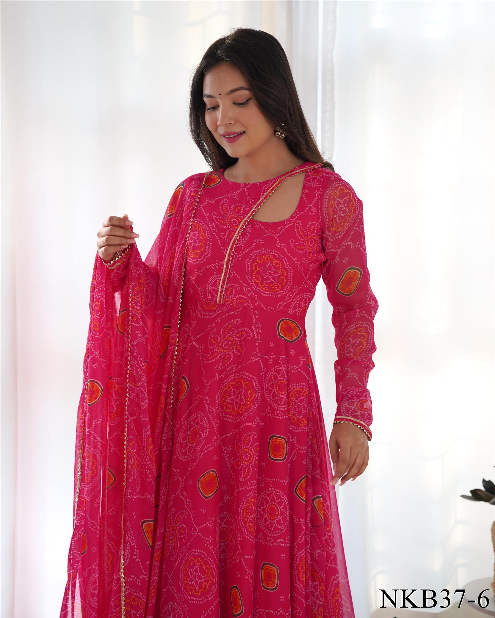 Pure Soft Chiffon bandhej With Printed Work