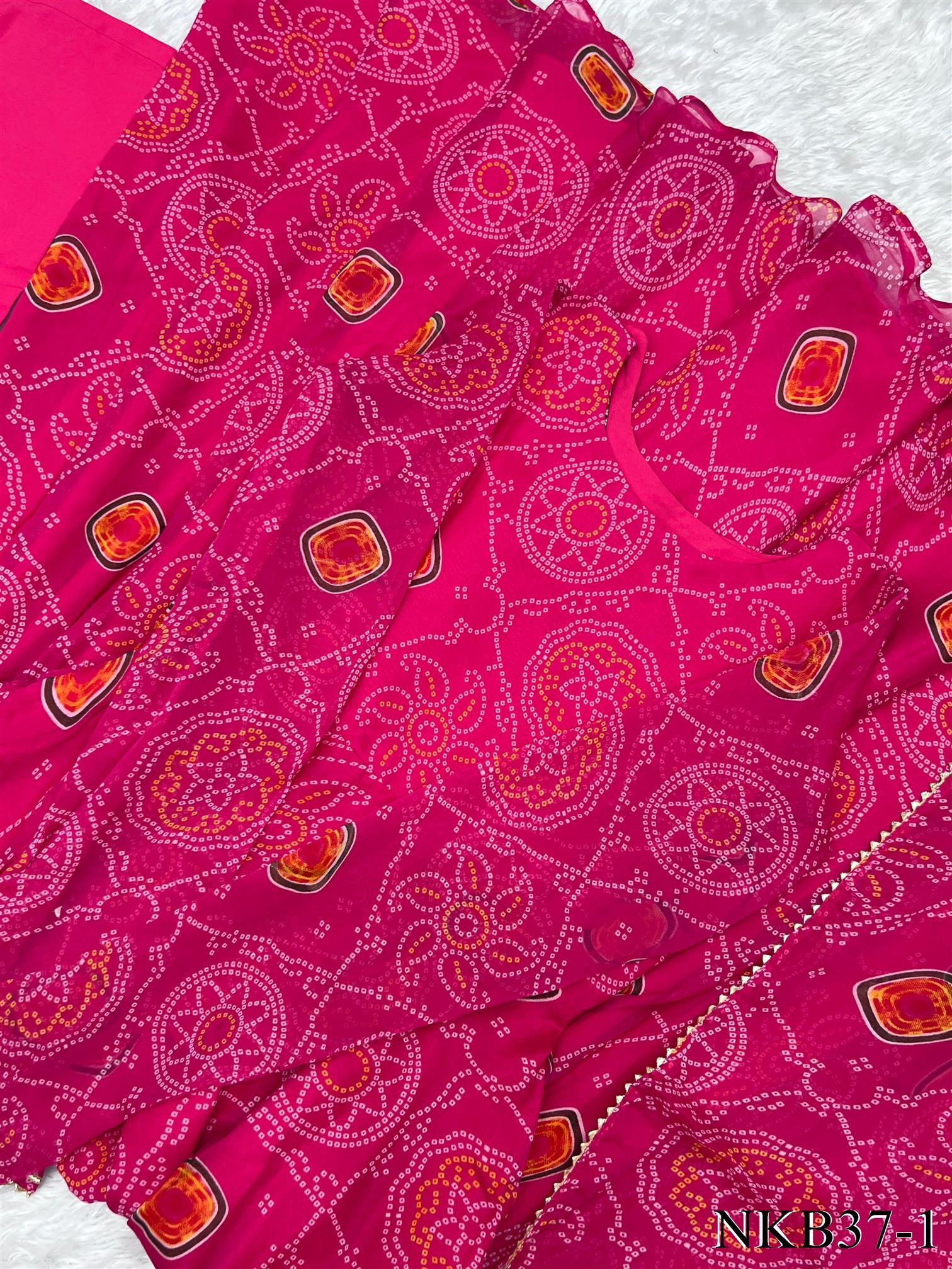 Pure Soft Chiffon bandhej With Printed Work