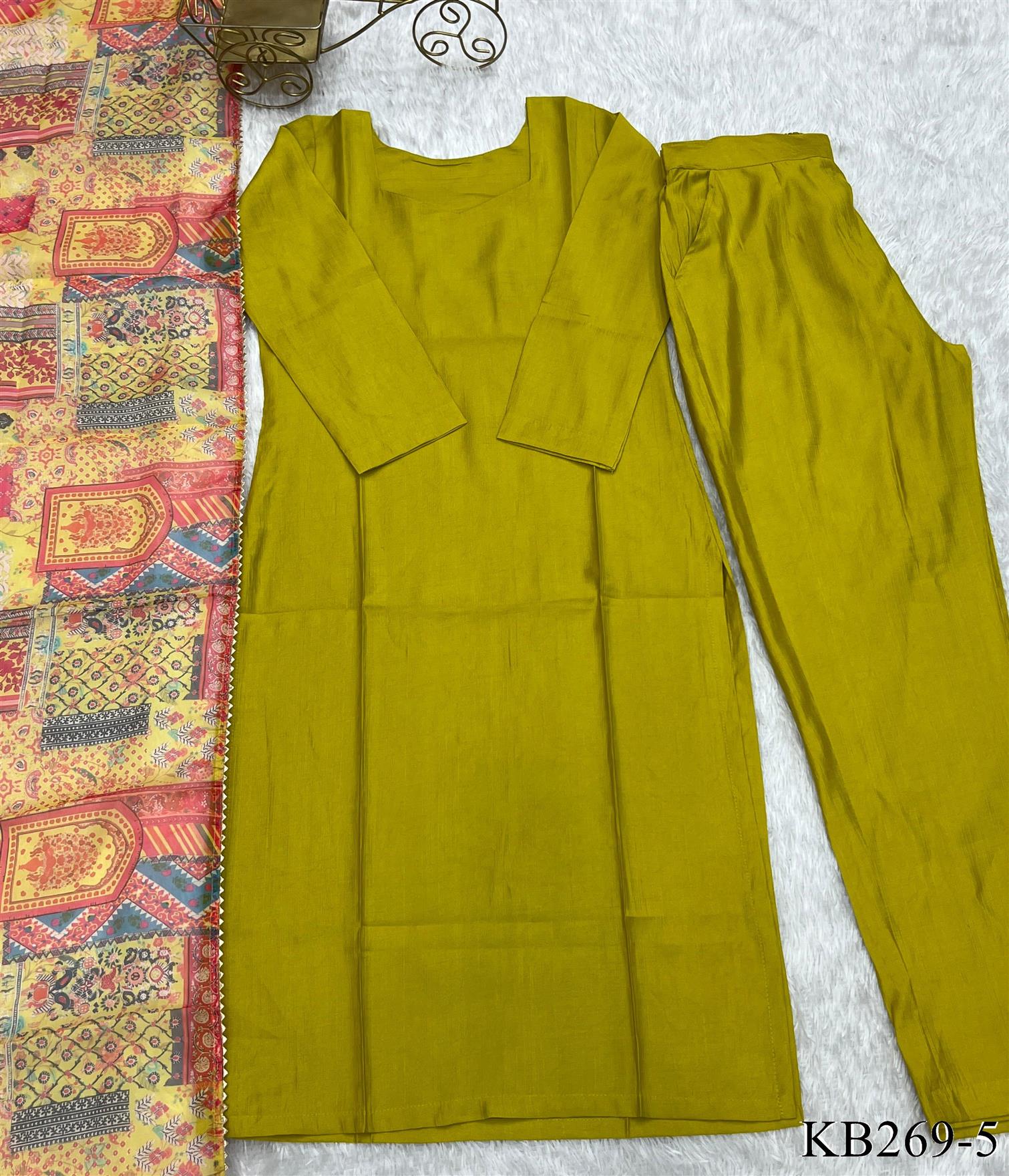 Light OliveGreen Viscose Straight Kurta Set