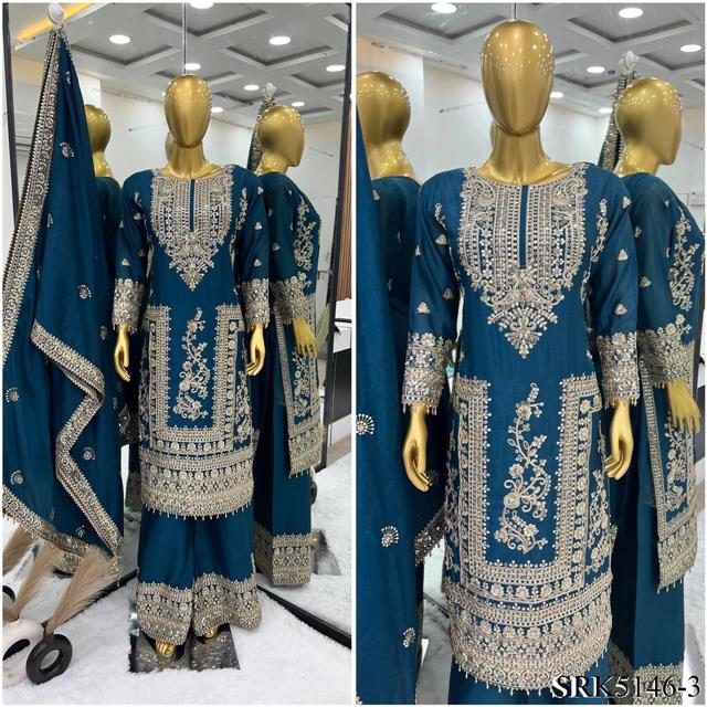 Pure Chinnon Silk Heavy Embroidery Coding Dori-Sequence Work With Full Sleeve