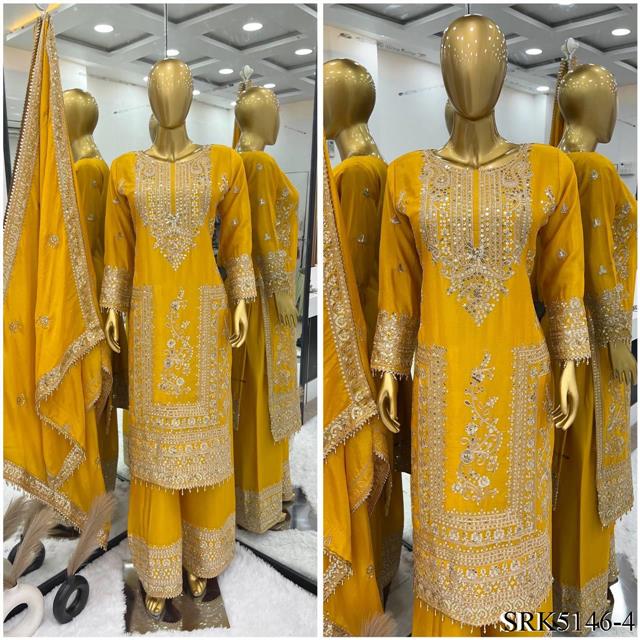 Pure Chinnon Silk Heavy Embroidery Coding Dori-Sequence Work With Full Sleeve