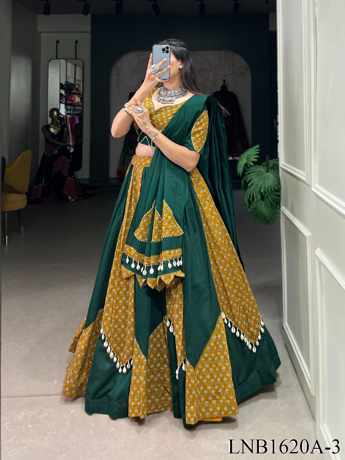 Navratri Special Pure Cotton With Plain Work Lehenga