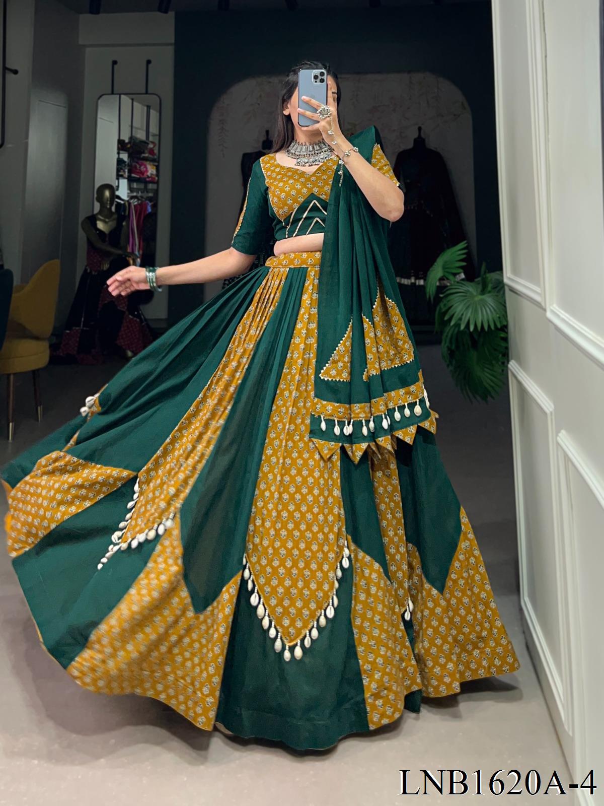 Navratri Special Pure Cotton With Plain Work Lehenga