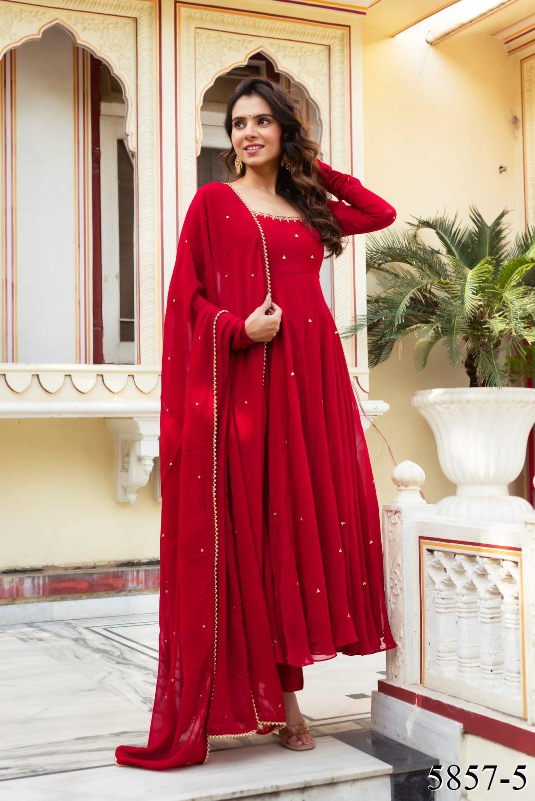 Foux Georgette Hand Work With Real Diamond Top Pent
