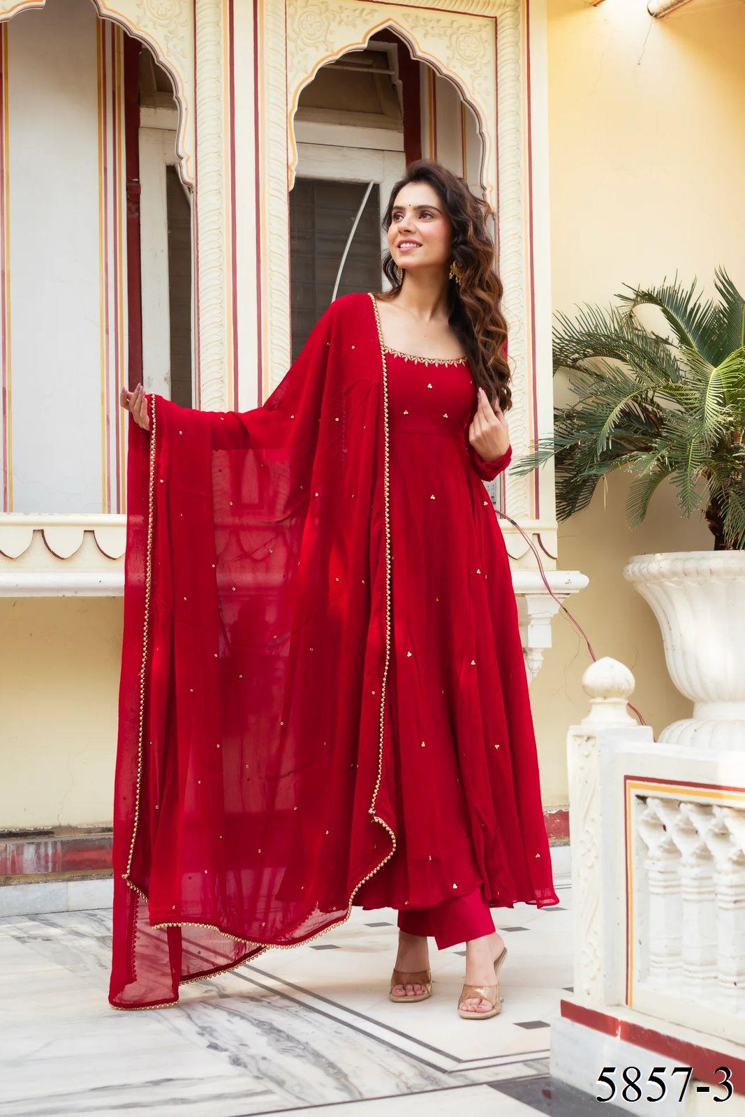 Foux Georgette Hand Work With Real Diamond Top Pent