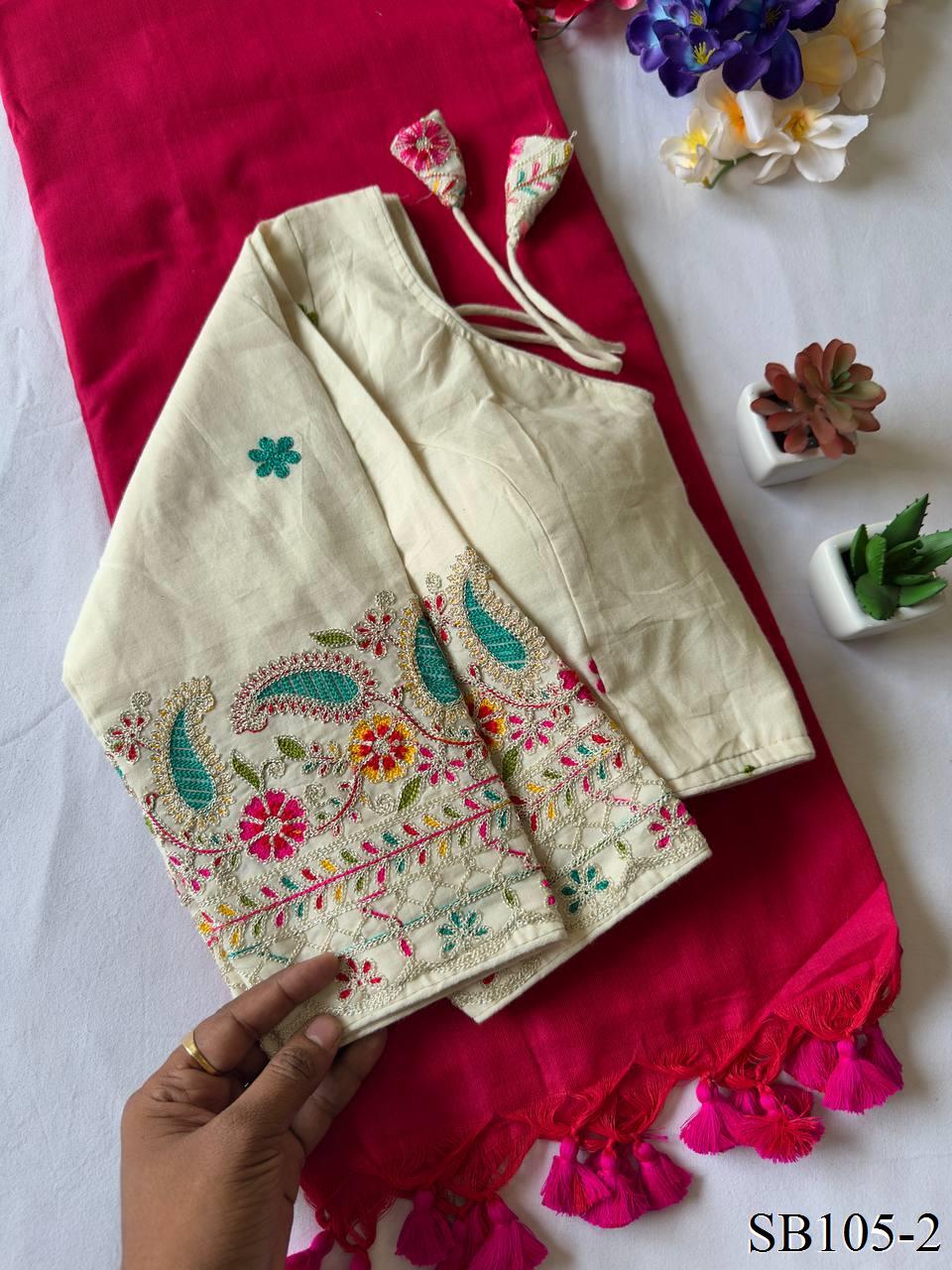 Kahdi Cotton Silk With embroidery Work Blouse And Silk Saree