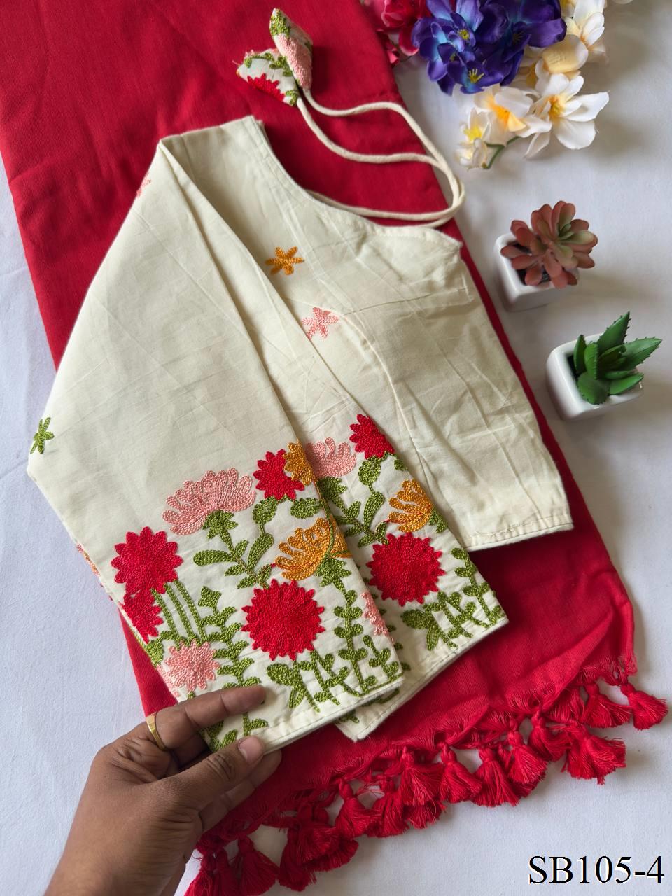 Kahdi Cotton Silk With embroidery Work Blouse And Silk Saree