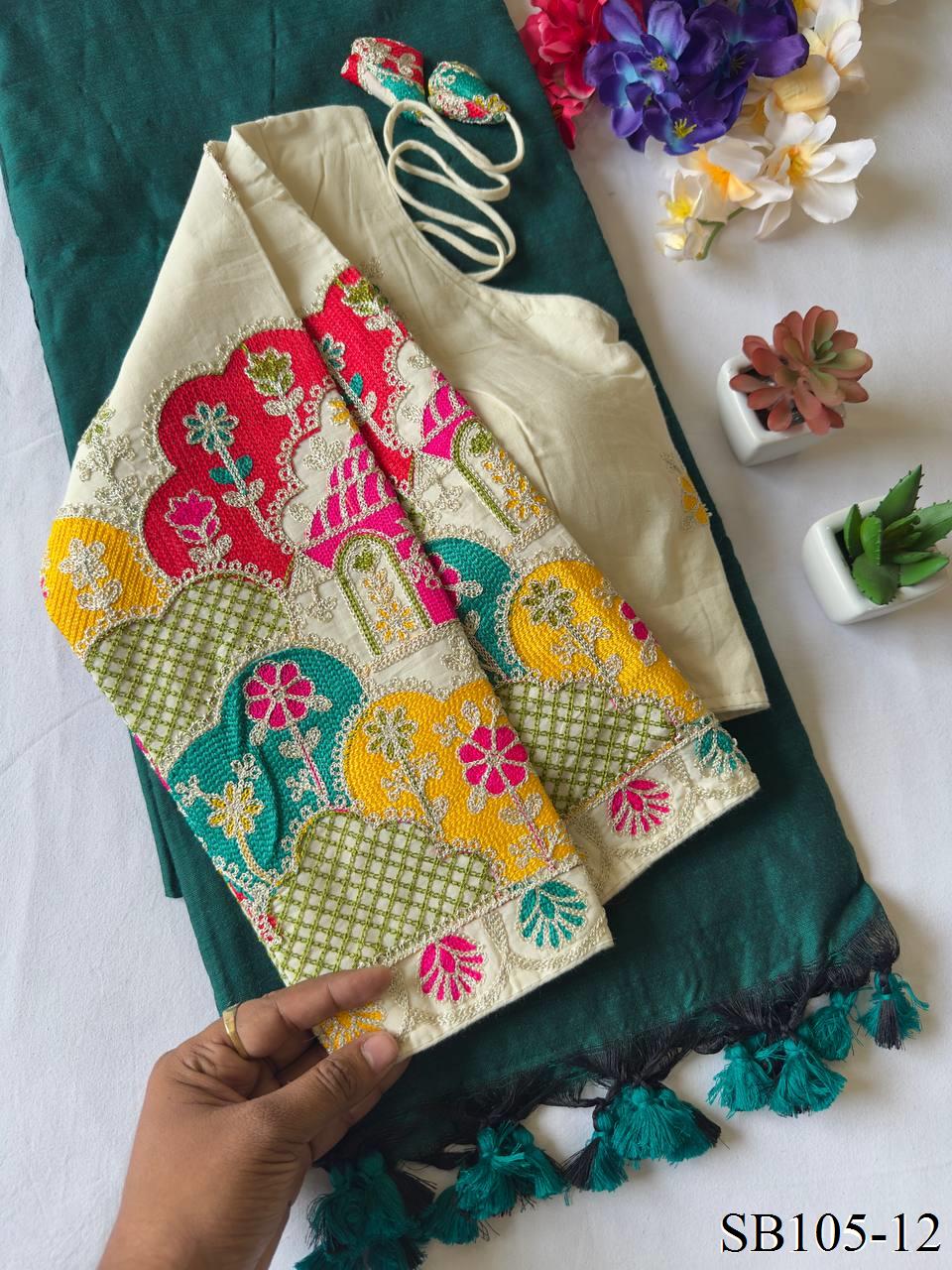 Kahdi Cotton Silk With embroidery Work Blouse And Silk Saree